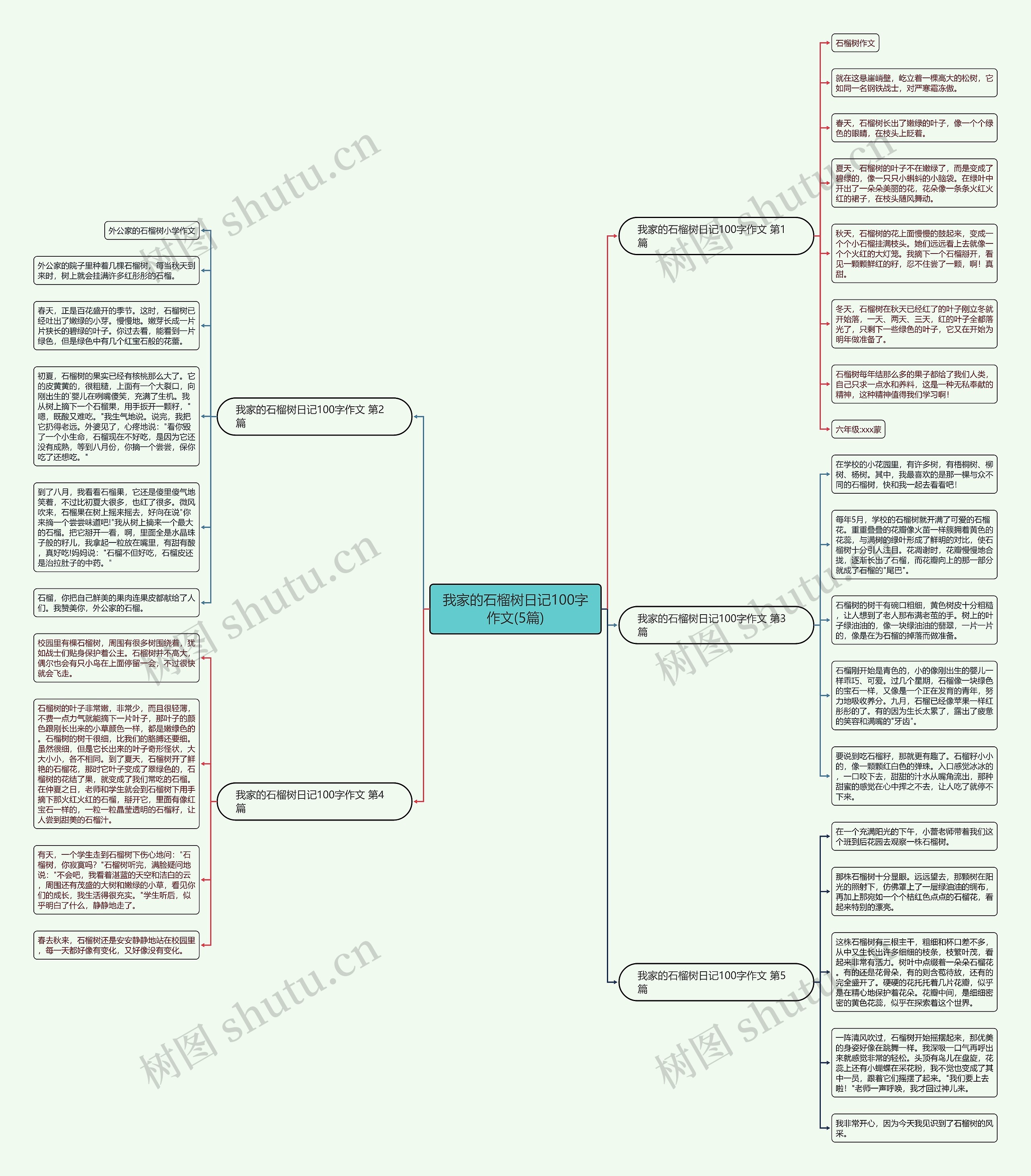 我家的石榴树日记100字作文(5篇)思维导图