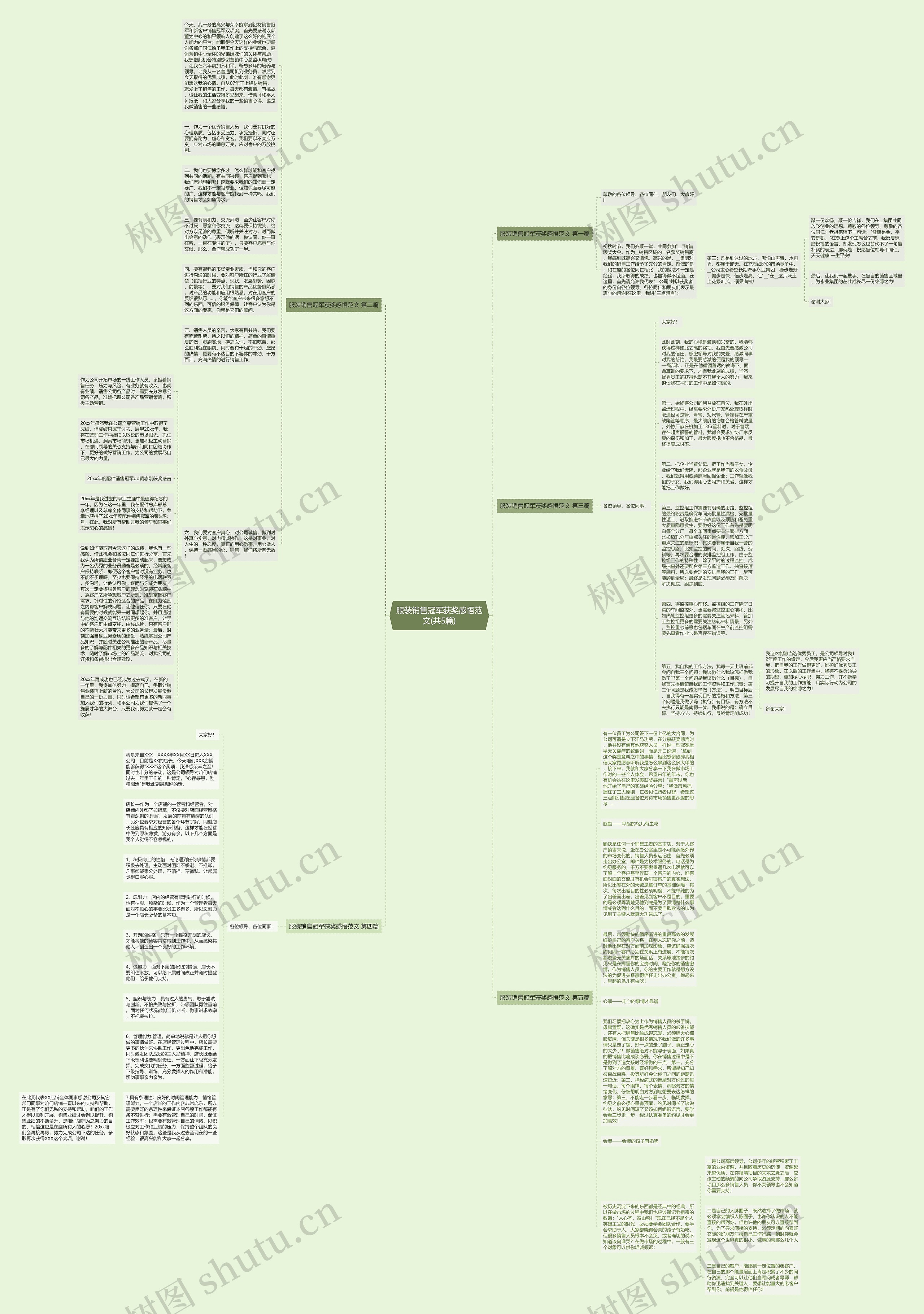 服装销售冠军获奖感悟范文(共5篇)思维导图