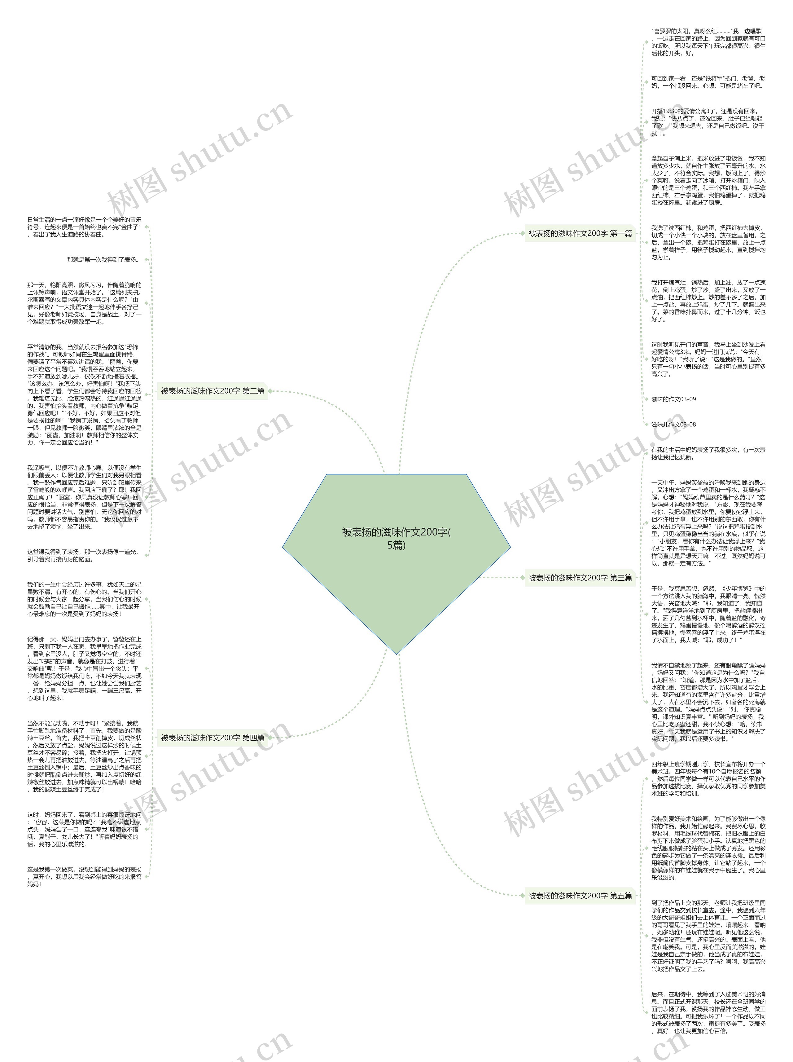 被表扬的滋味作文200字(5篇)思维导图