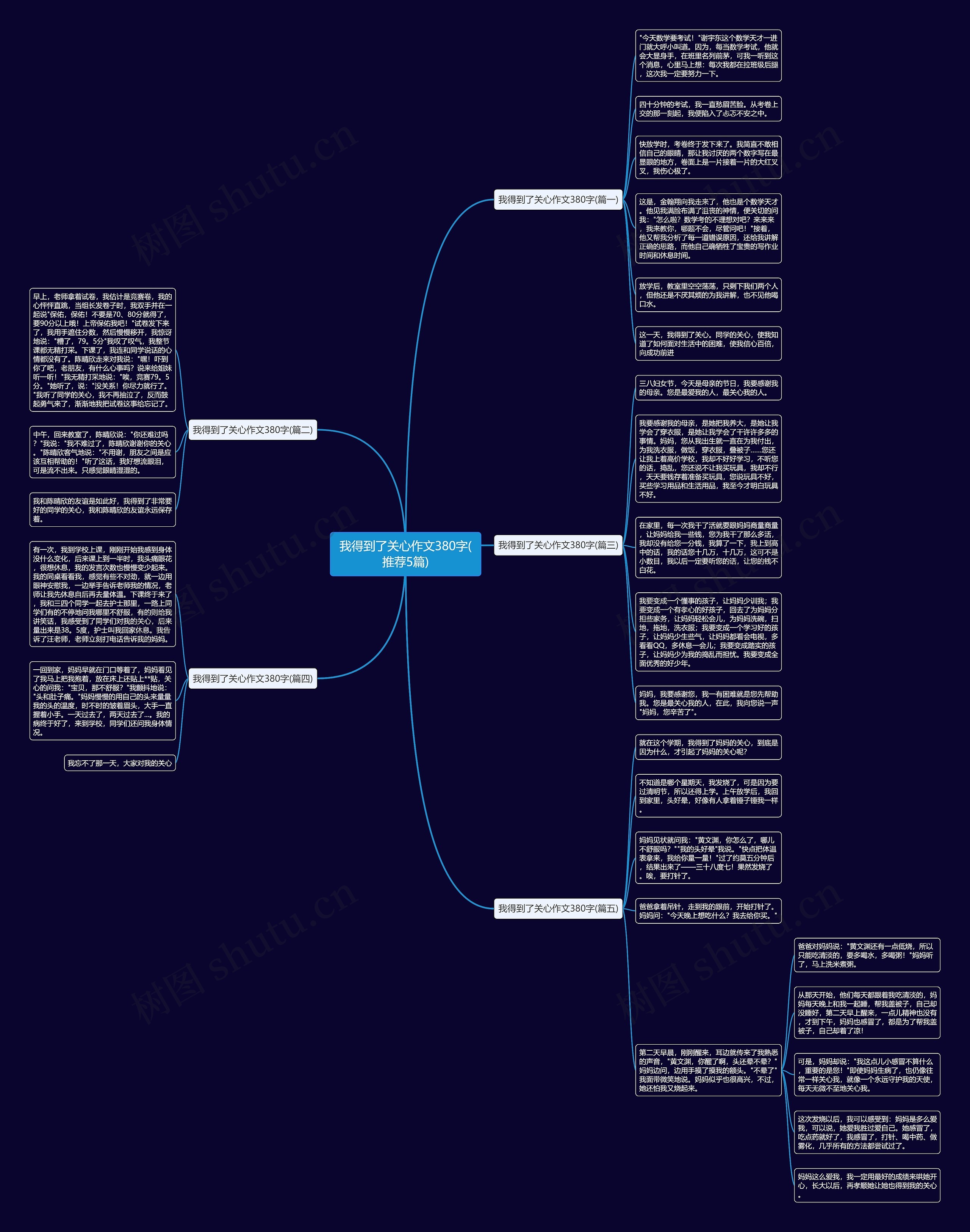 我得到了关心作文380字(推荐5篇)思维导图