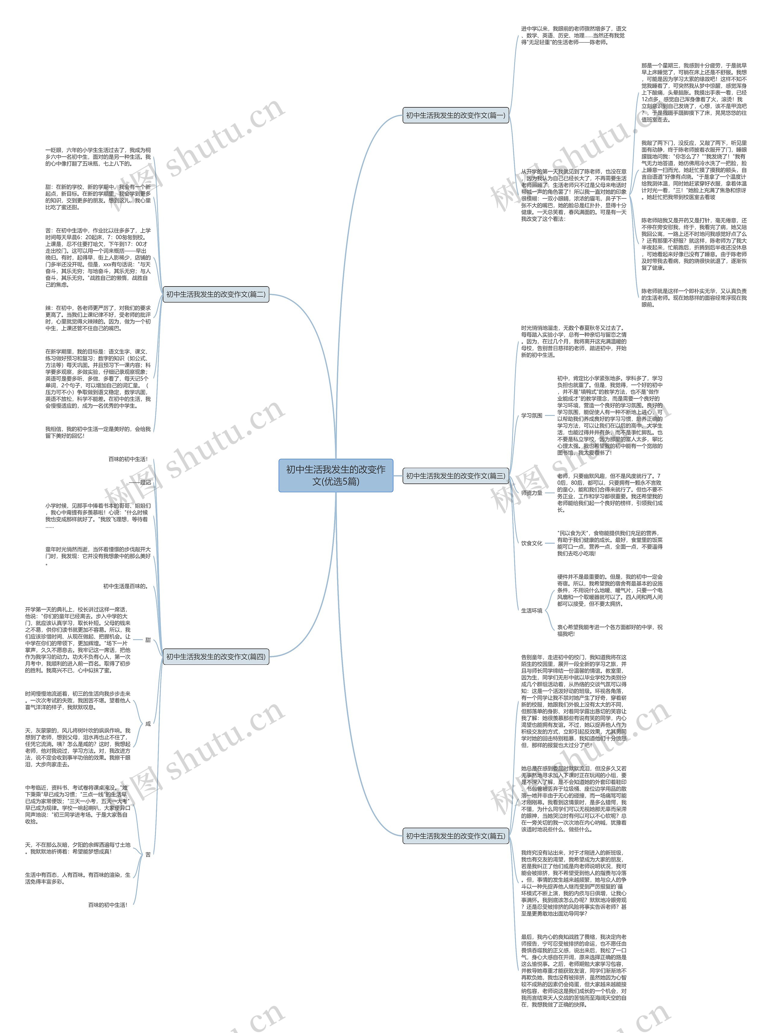 初中生活我发生的改变作文(优选5篇)思维导图