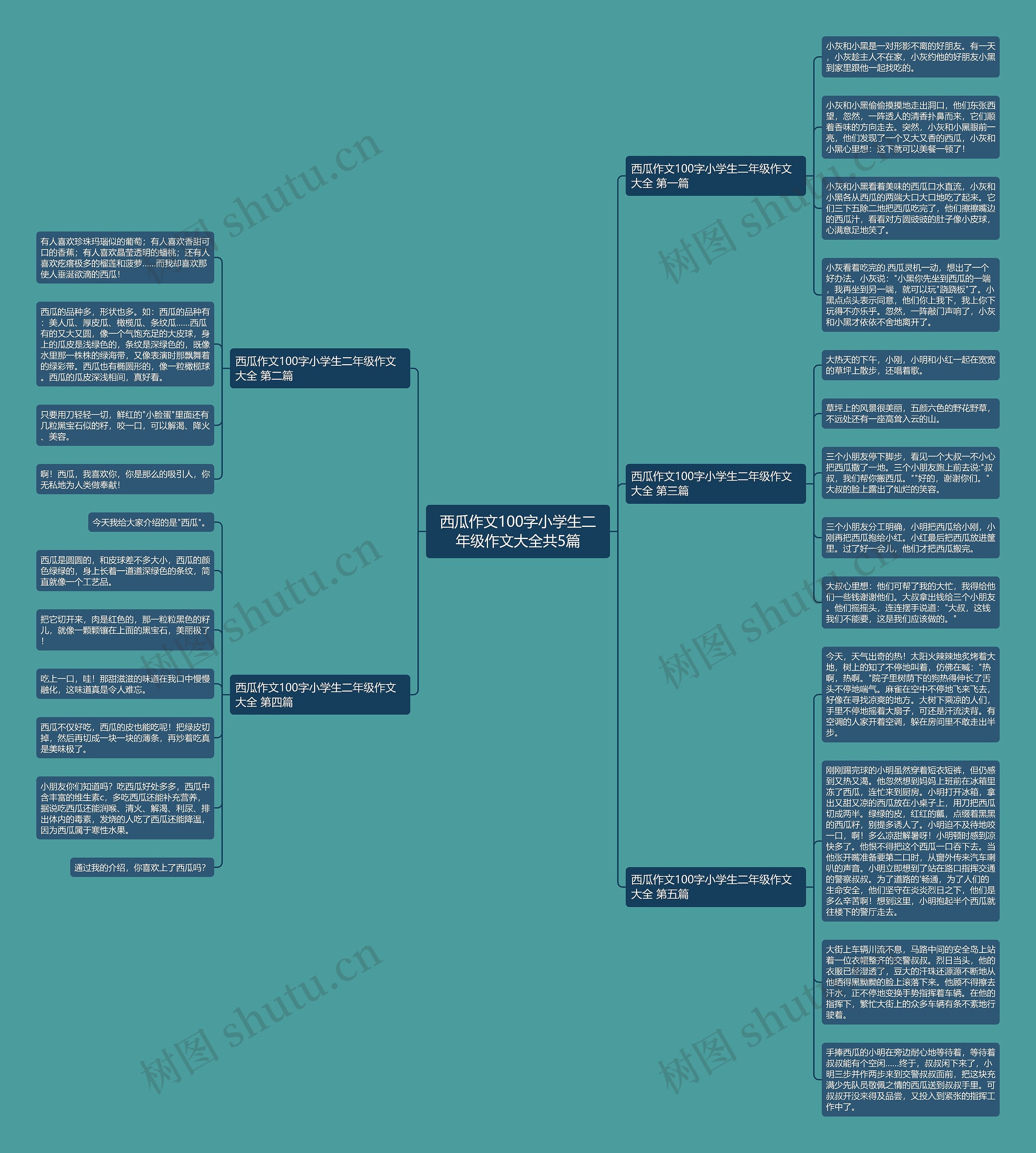 西瓜作文100字小学生二年级作文大全共5篇思维导图
