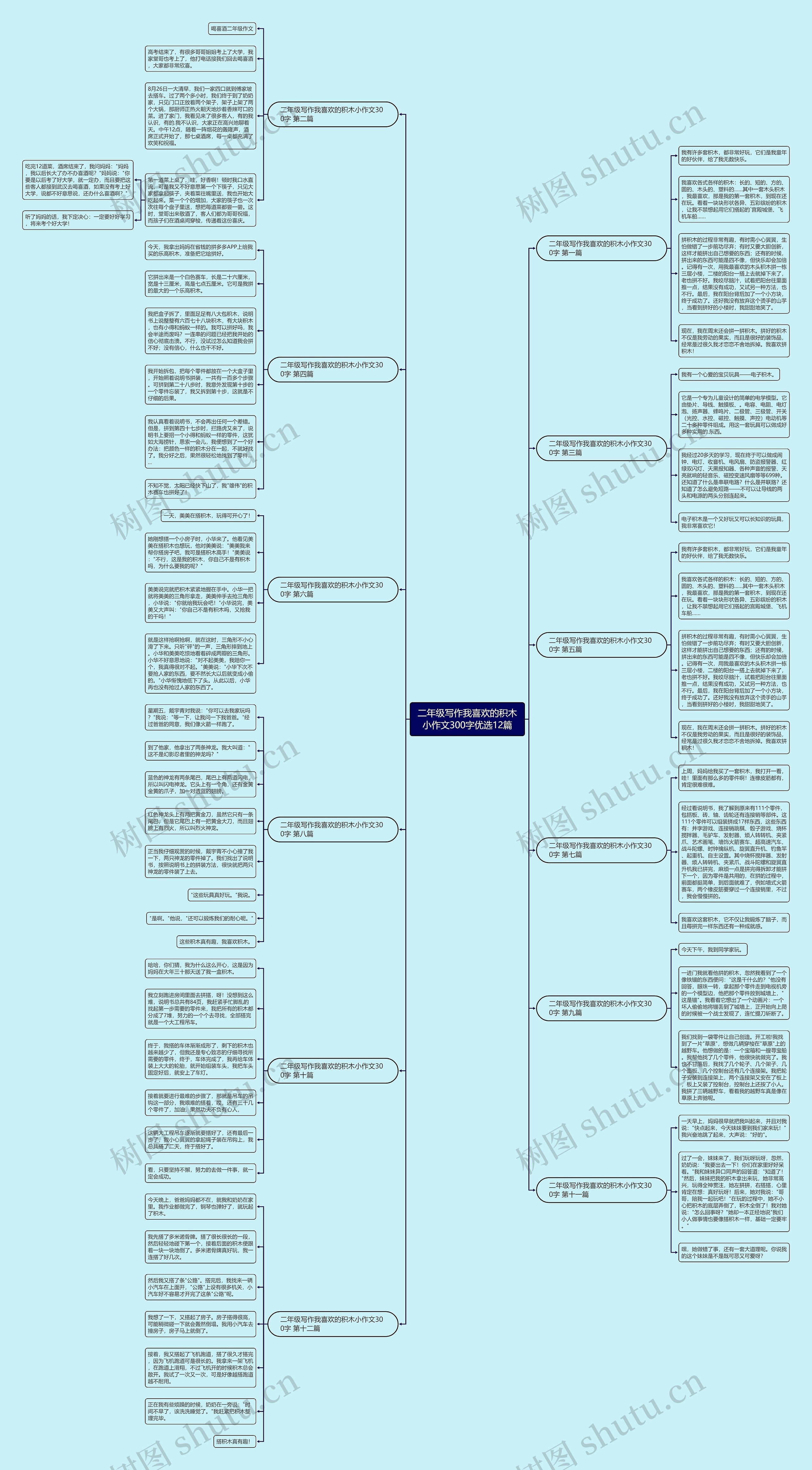 二年级写作我喜欢的积木小作文300字优选12篇思维导图