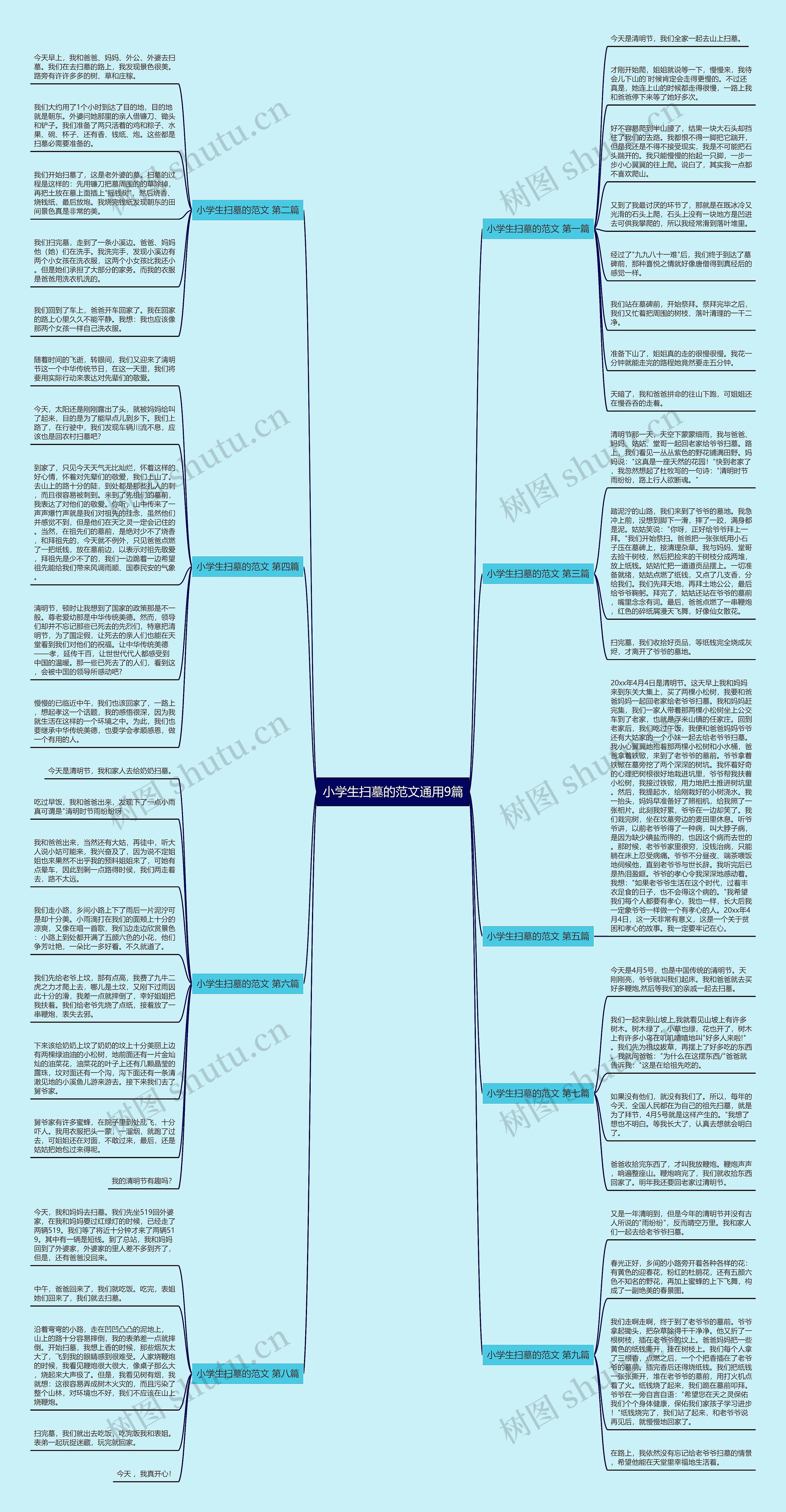 小学生扫墓的范文通用9篇思维导图