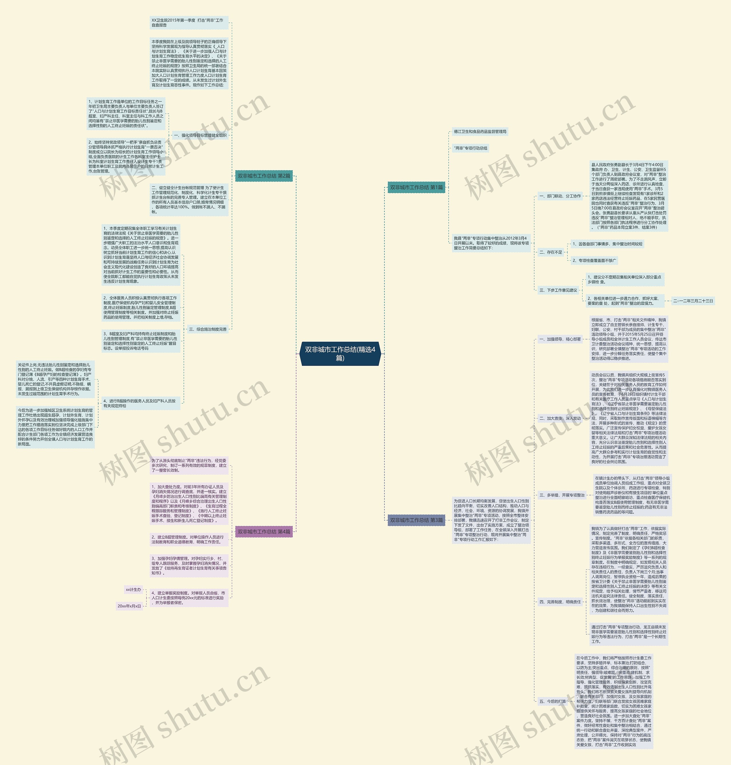 双非城市工作总结(精选4篇)思维导图