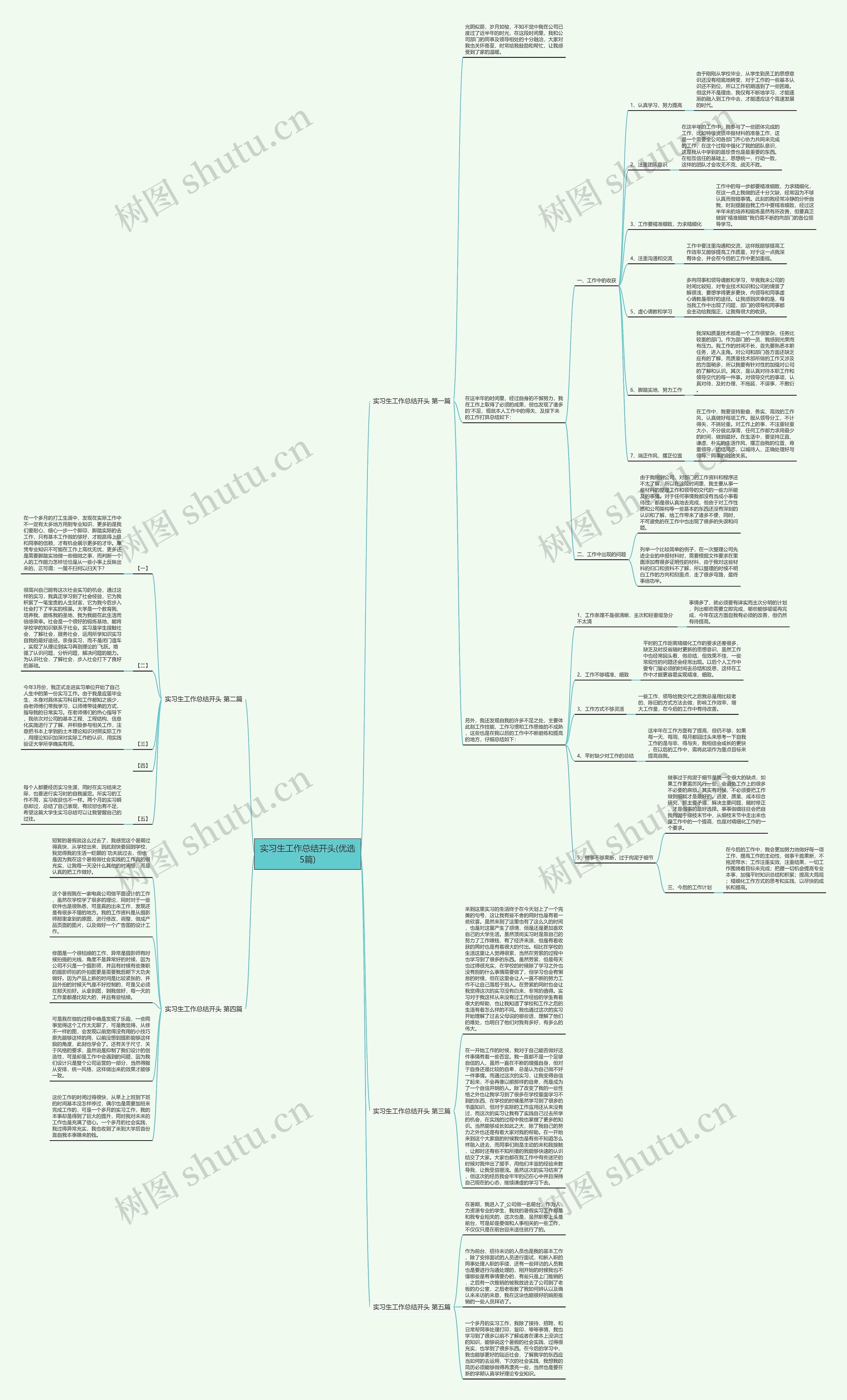 实习生工作总结开头(优选5篇)思维导图