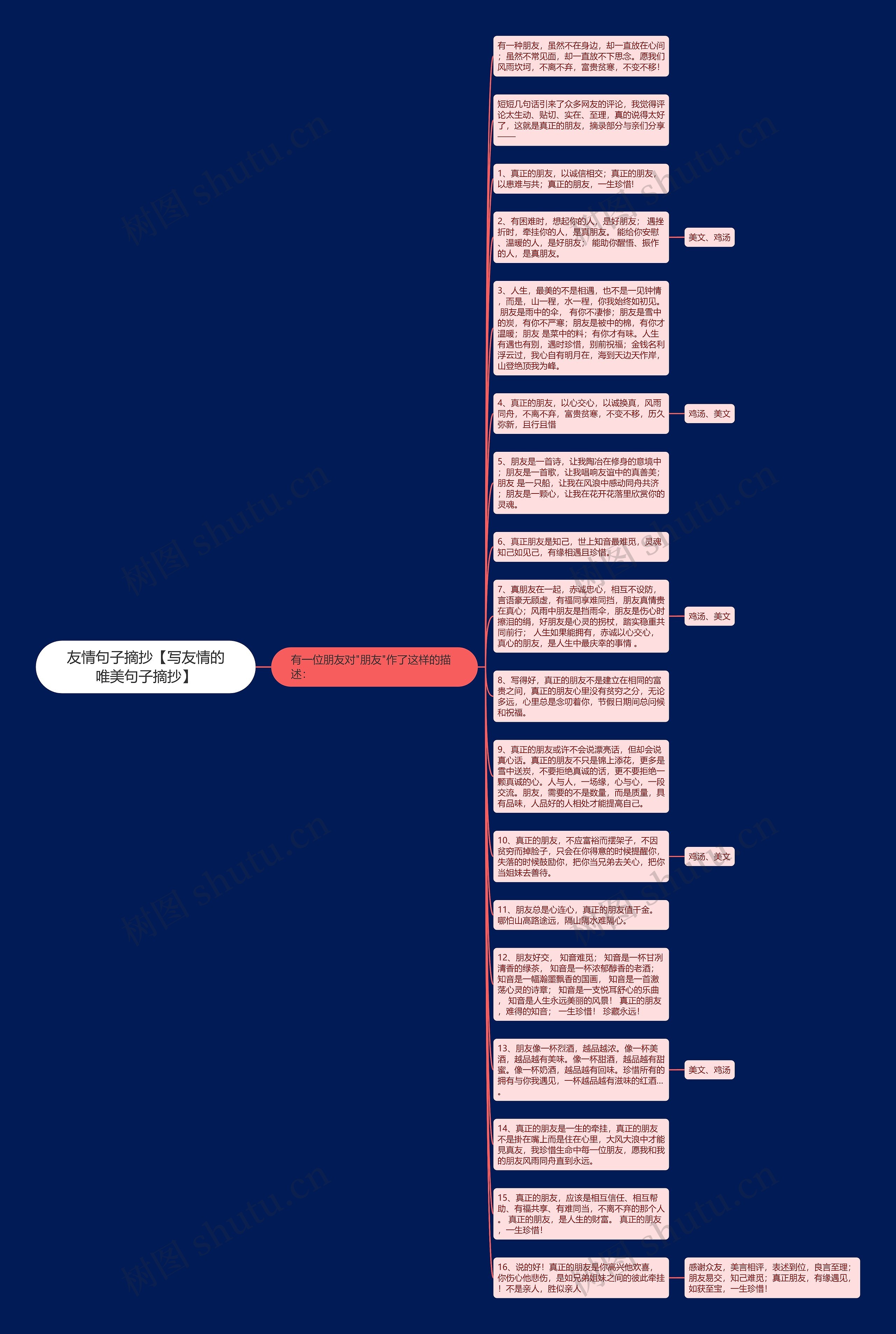 友情句子摘抄【写友情的唯美句子摘抄】思维导图