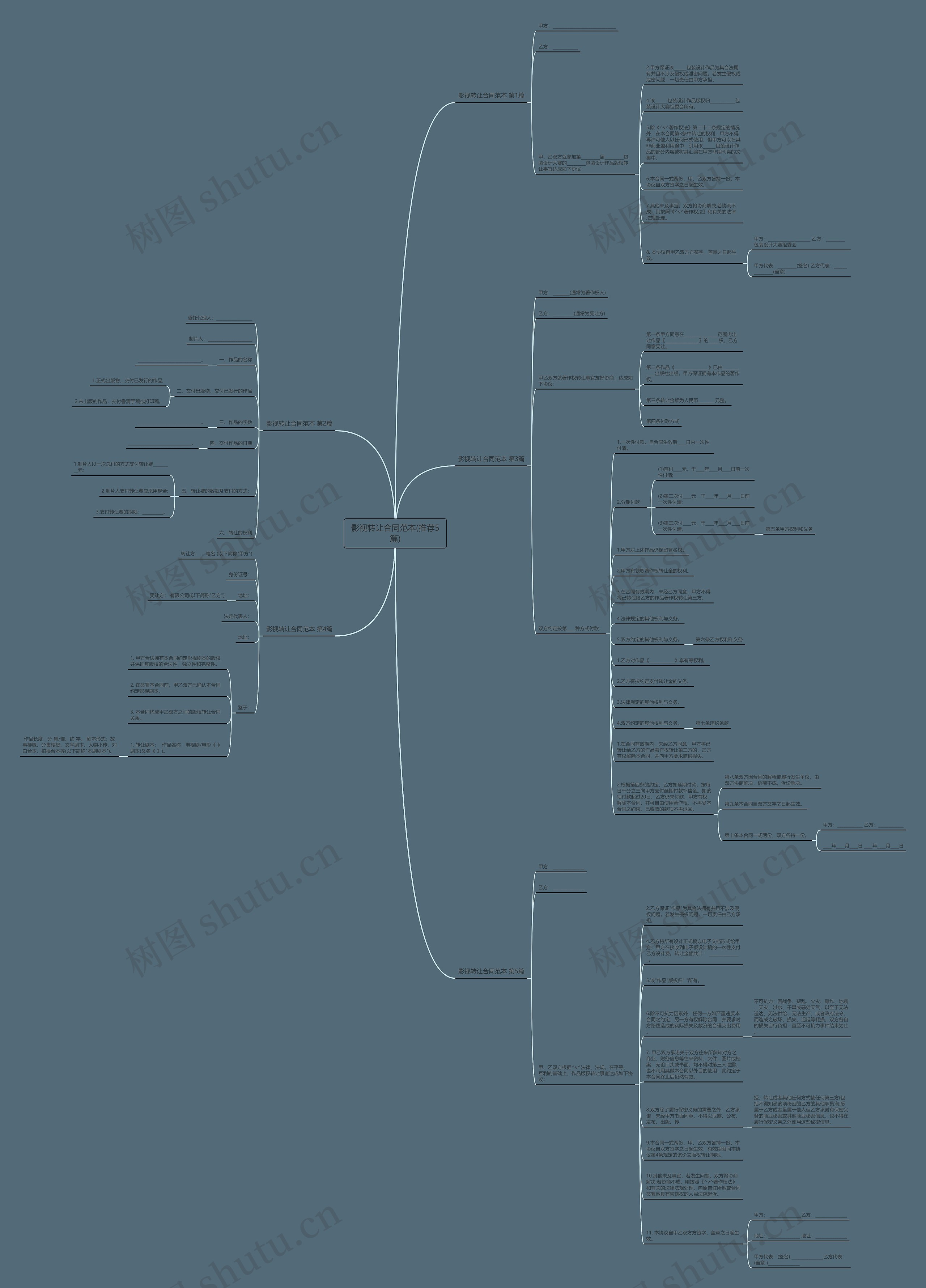 影视转让合同范本(推荐5篇)思维导图