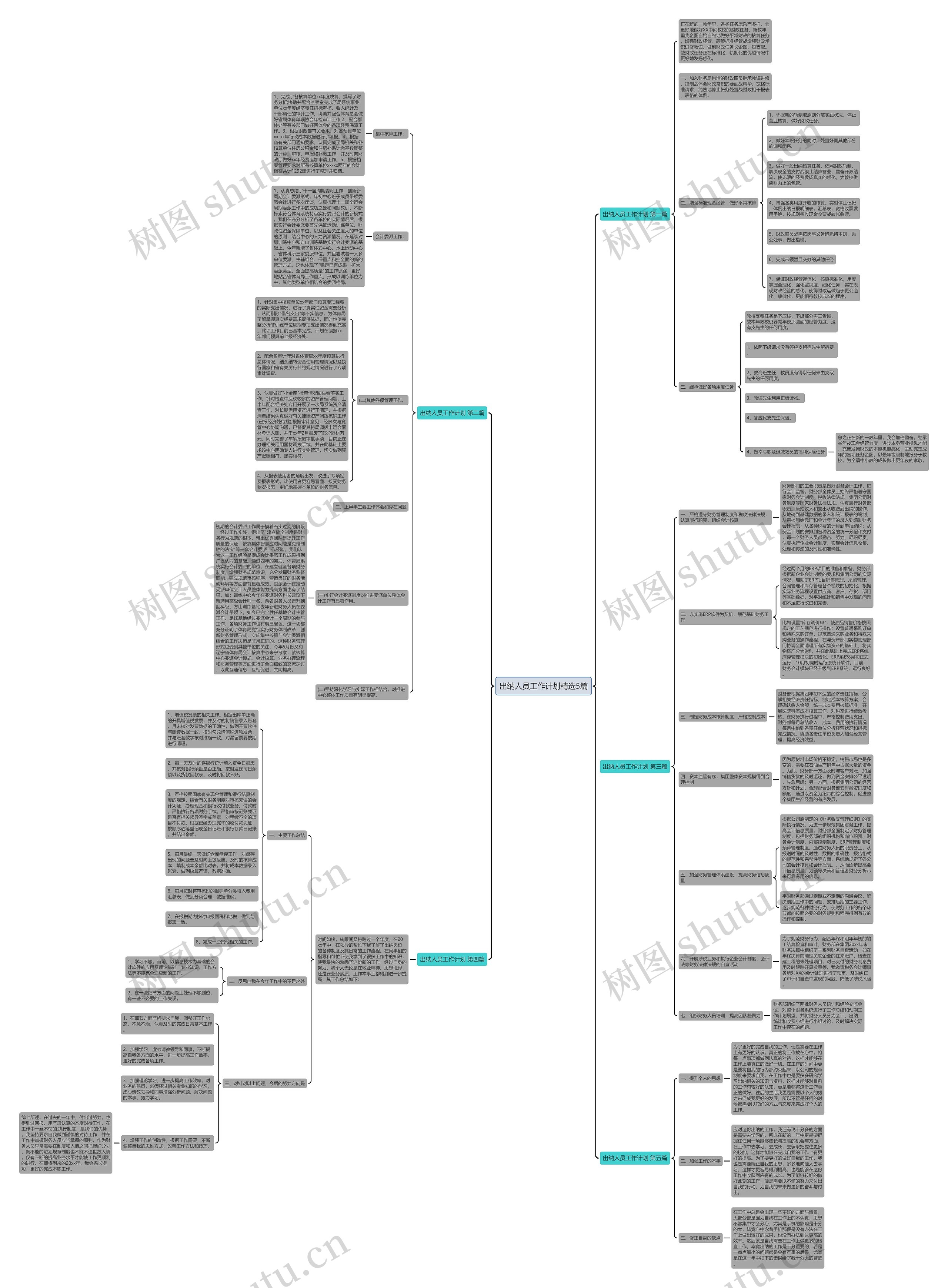 出纳人员工作计划精选5篇思维导图