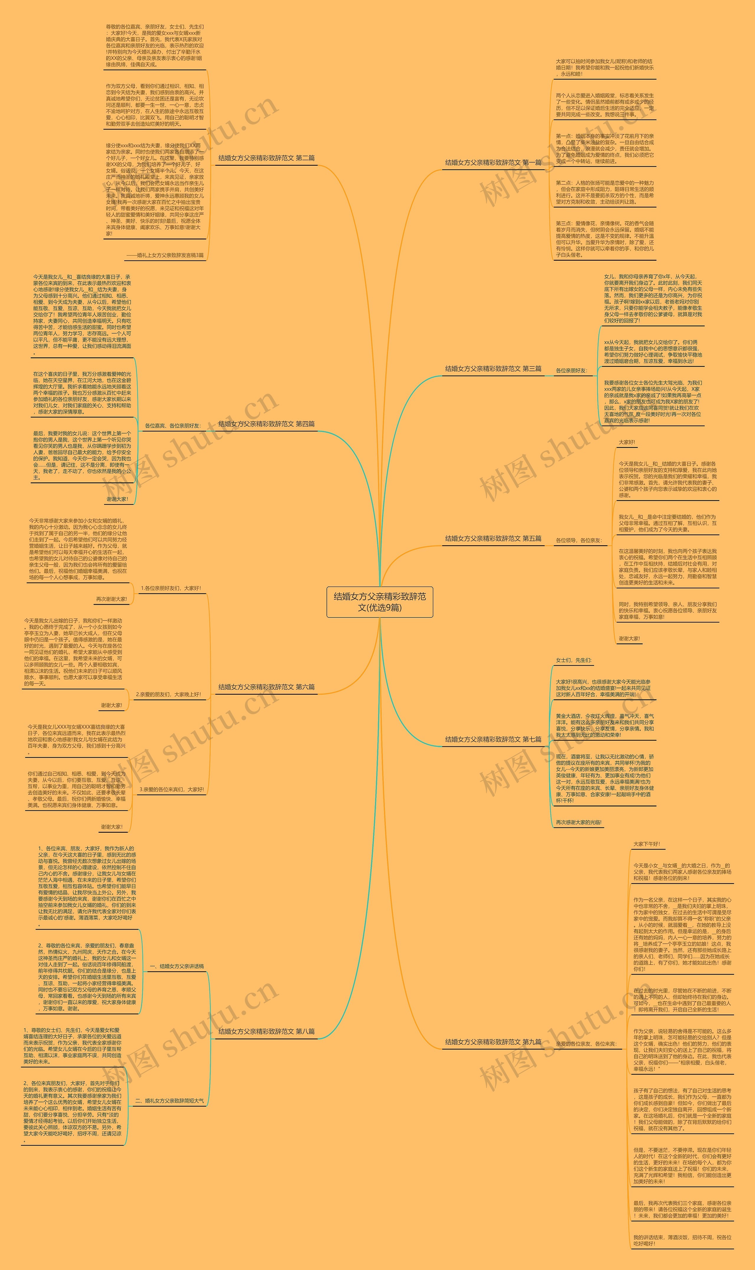 结婚女方父亲精彩致辞范文(优选9篇)思维导图