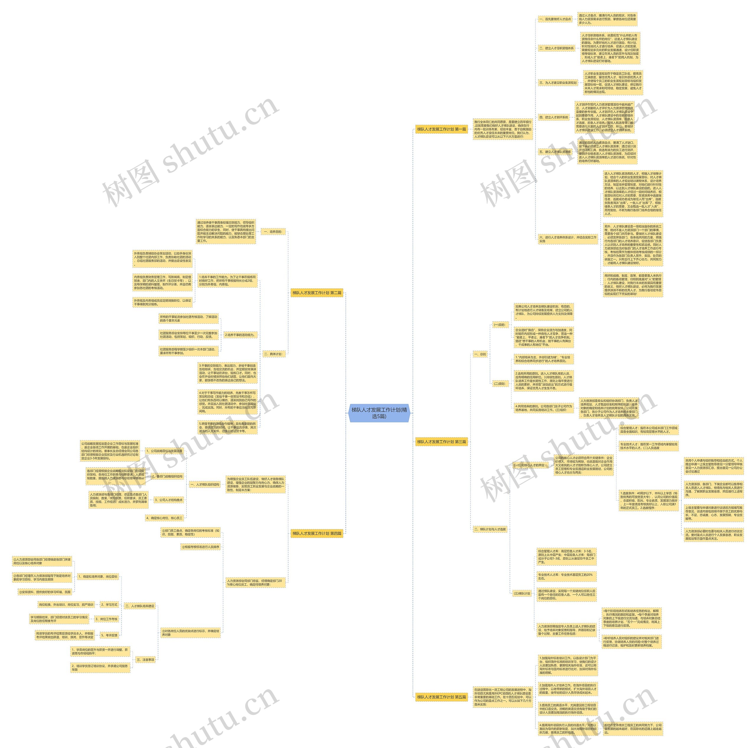 梯队人才发展工作计划(精选5篇)思维导图