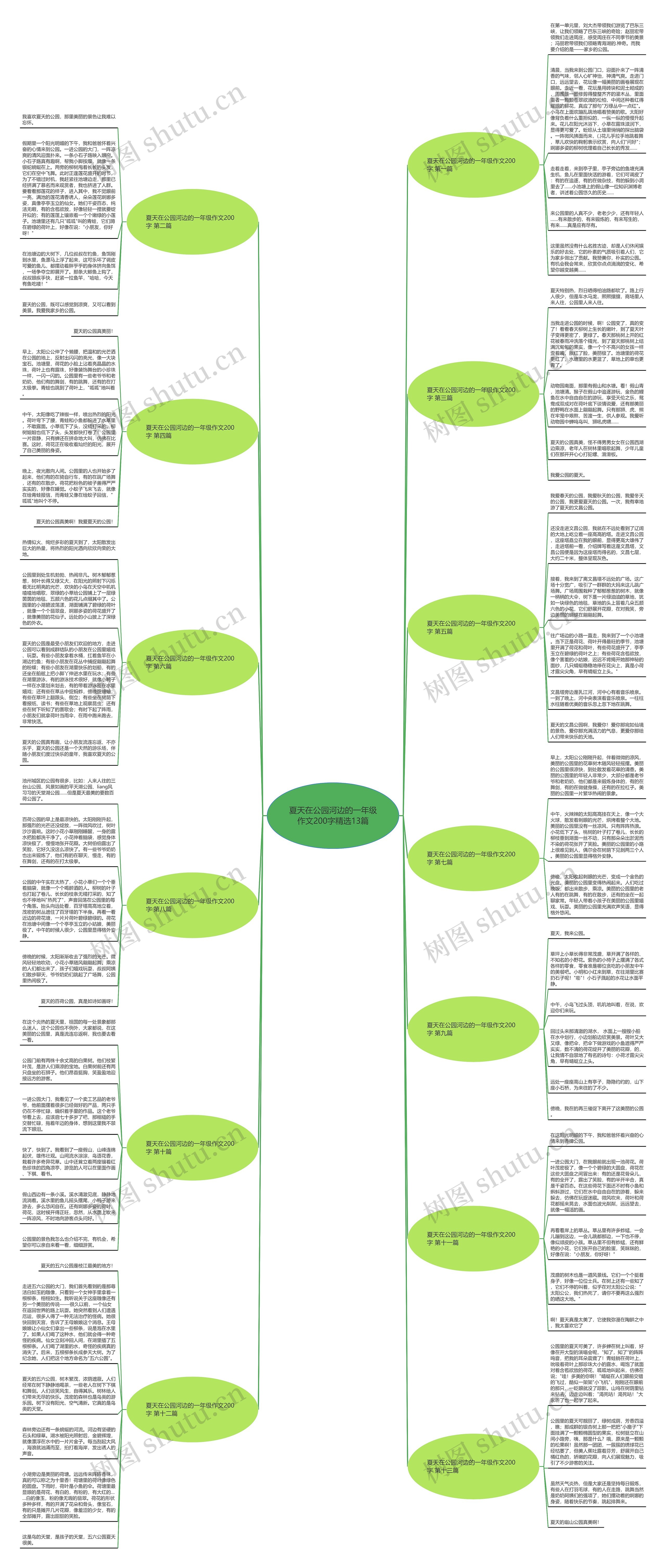 夏天在公园河边的一年级作文200字精选13篇思维导图