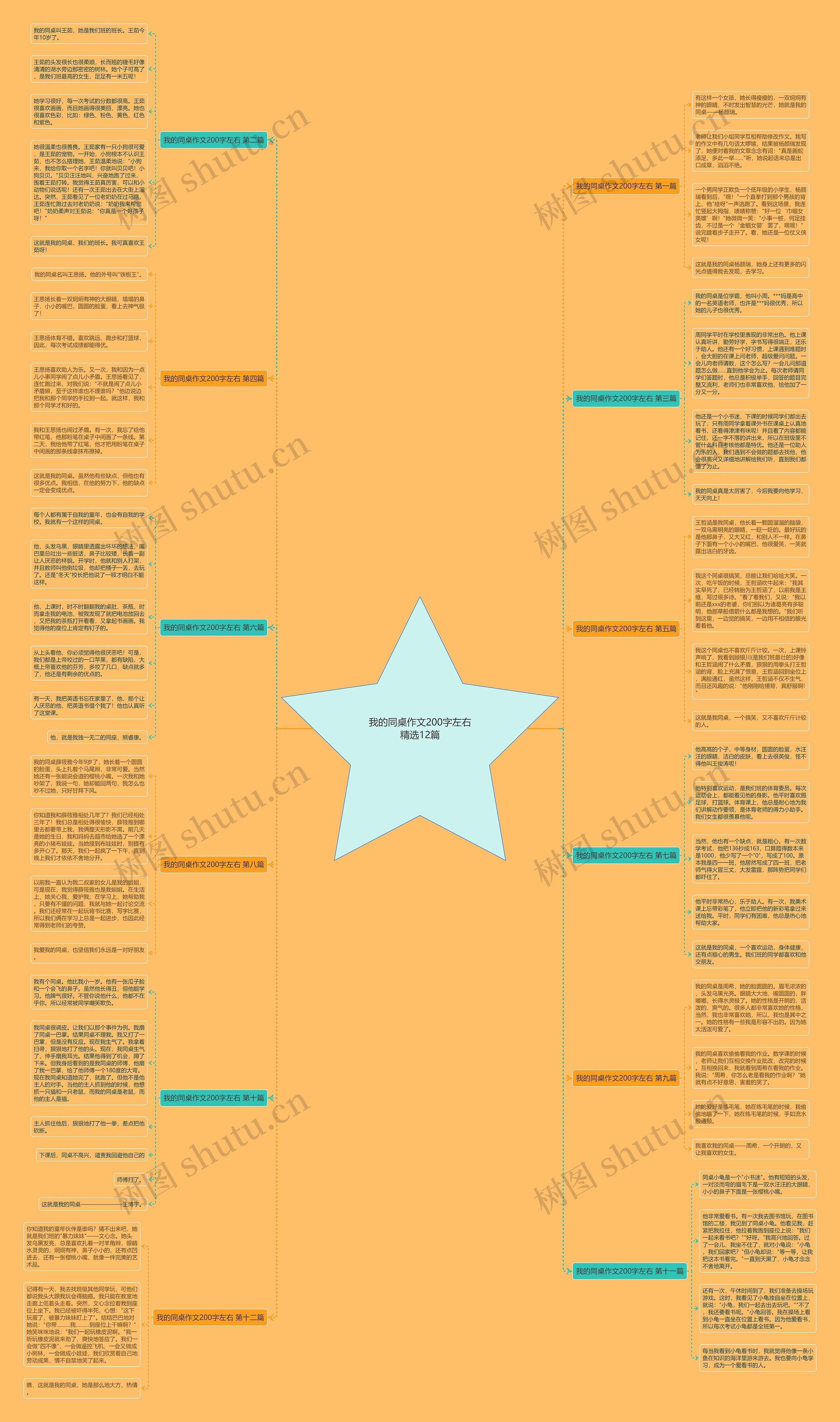 我的同桌作文200字左右精选12篇思维导图