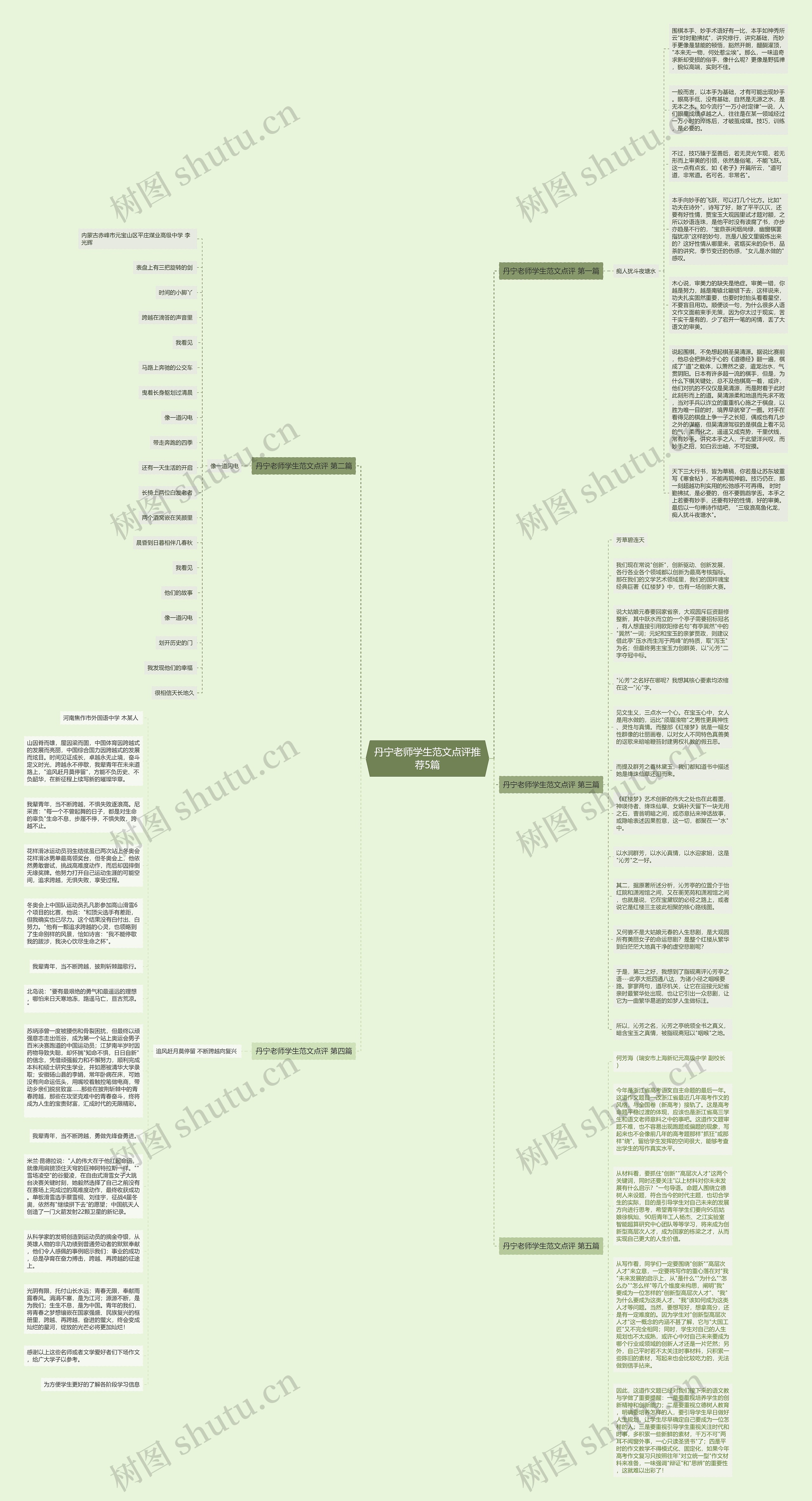 丹宁老师学生范文点评推荐5篇思维导图
