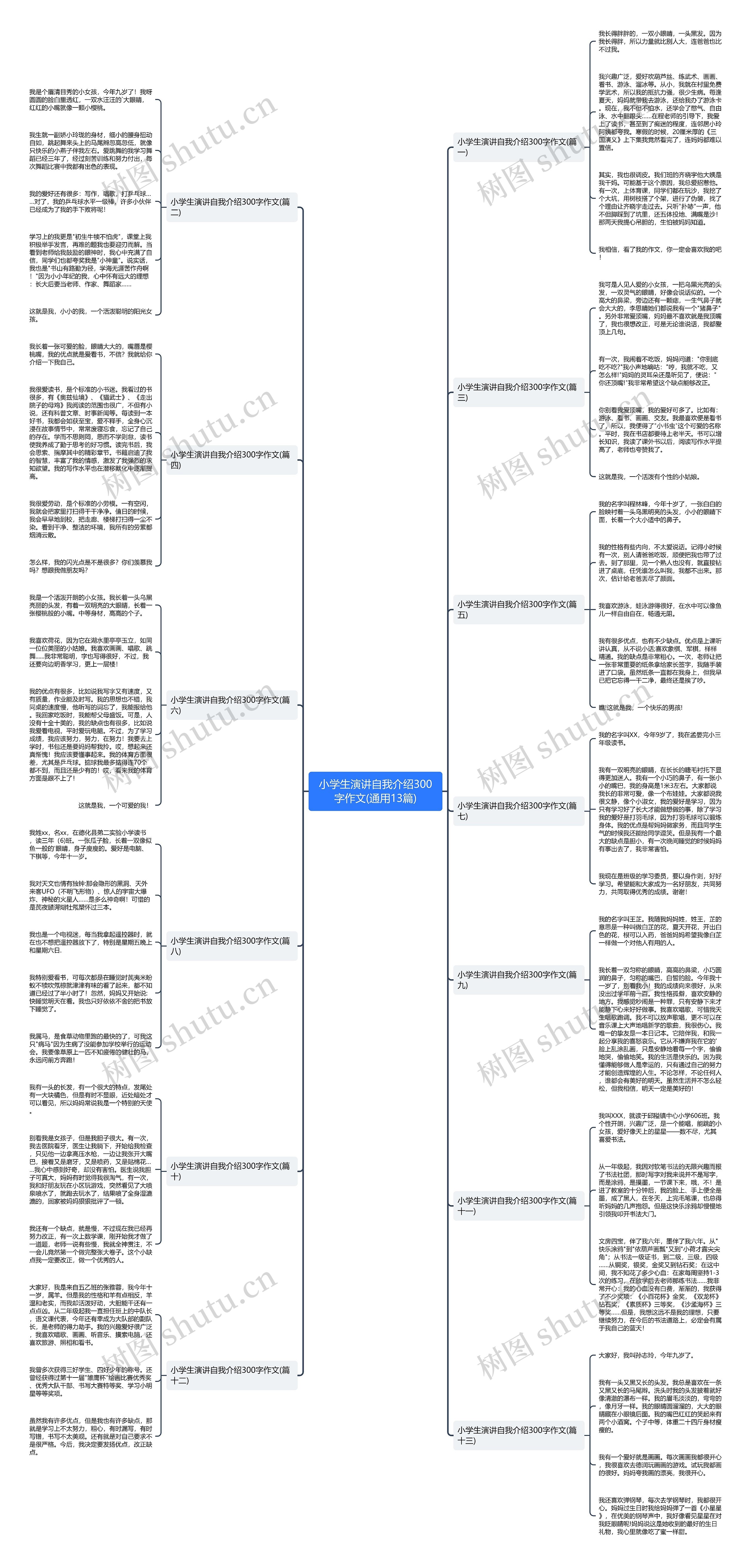 小学生演讲自我介绍300字作文(通用13篇)思维导图