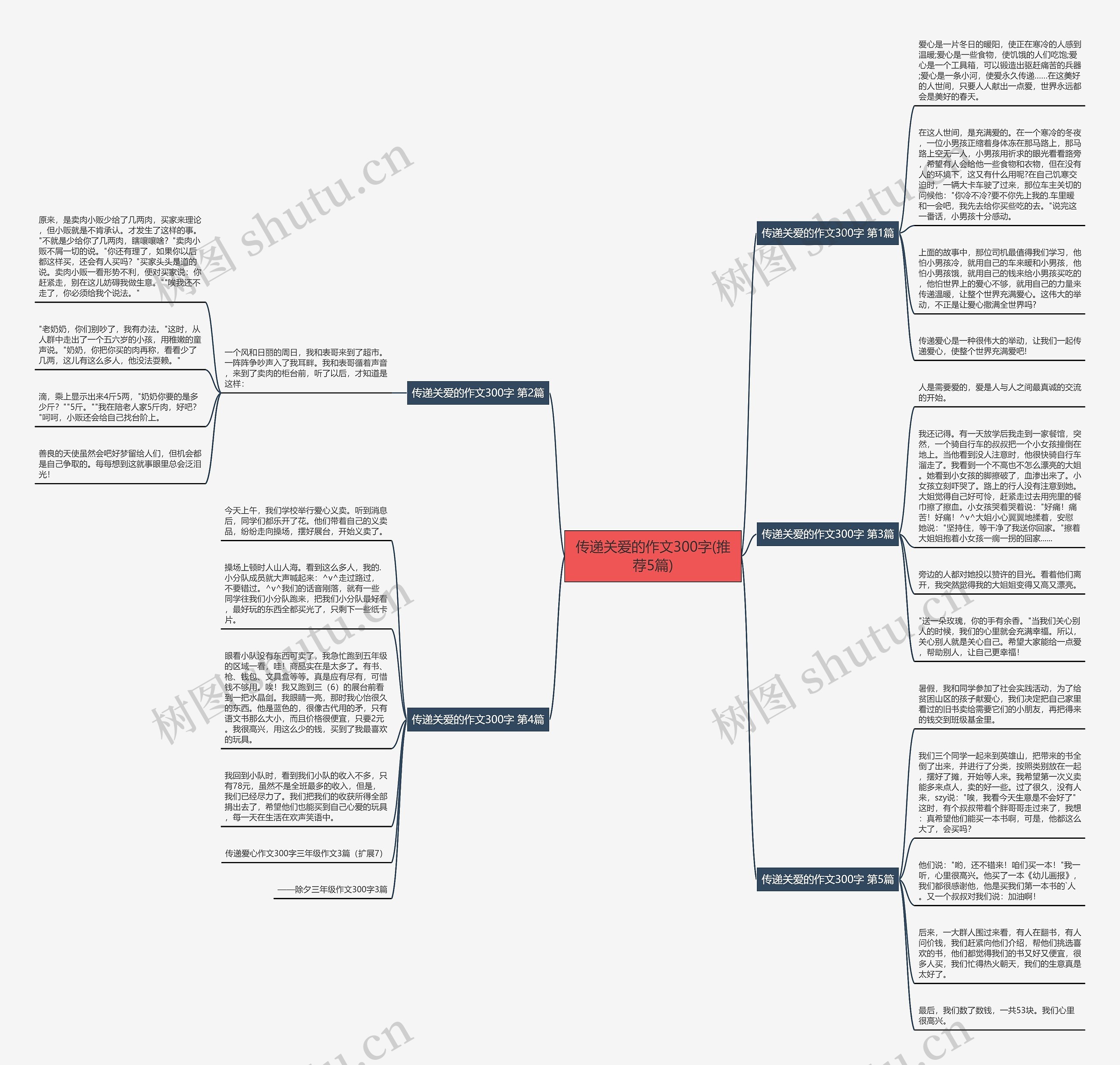 传递关爱的作文300字(推荐5篇)思维导图