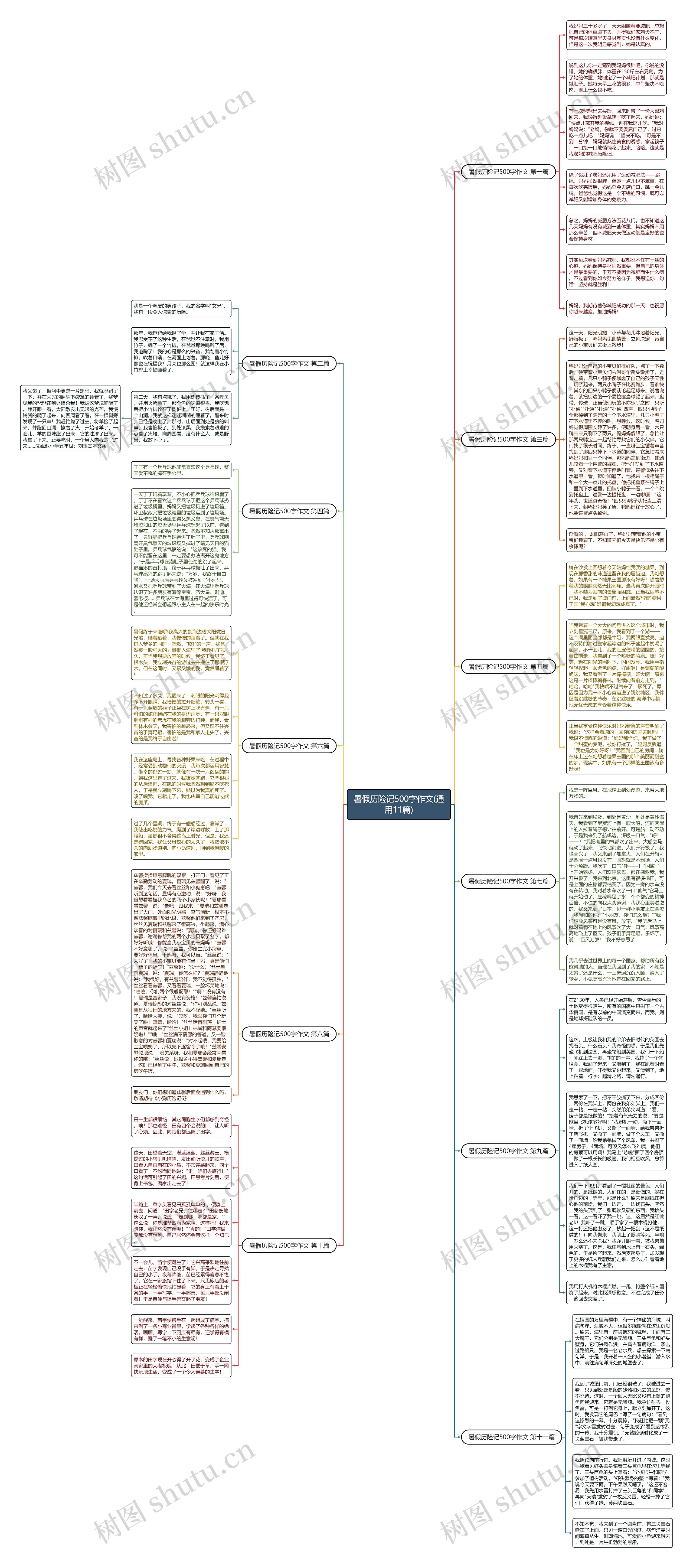 暑假历险记500字作文(通用11篇)思维导图