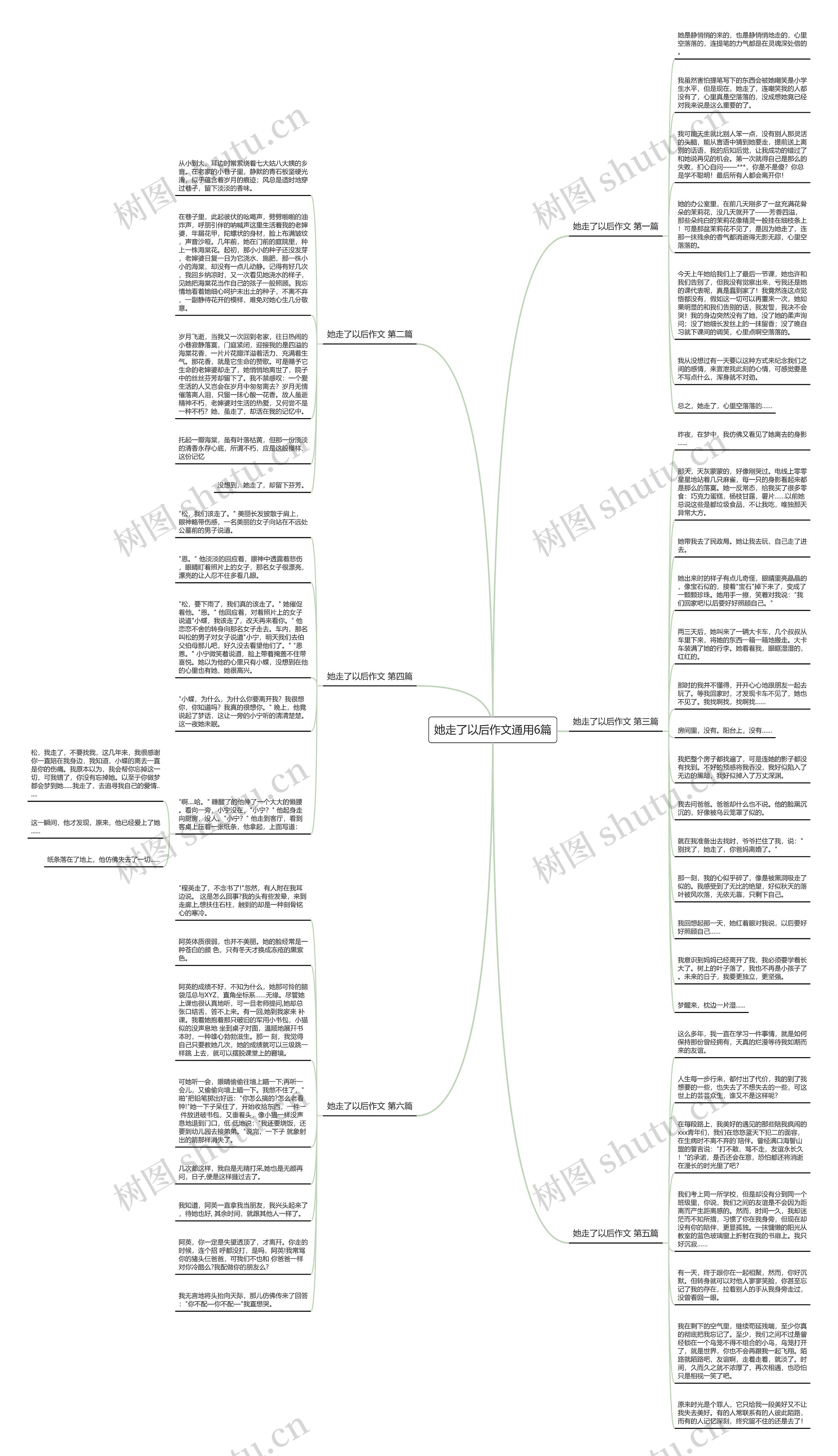 她走了以后作文通用6篇思维导图