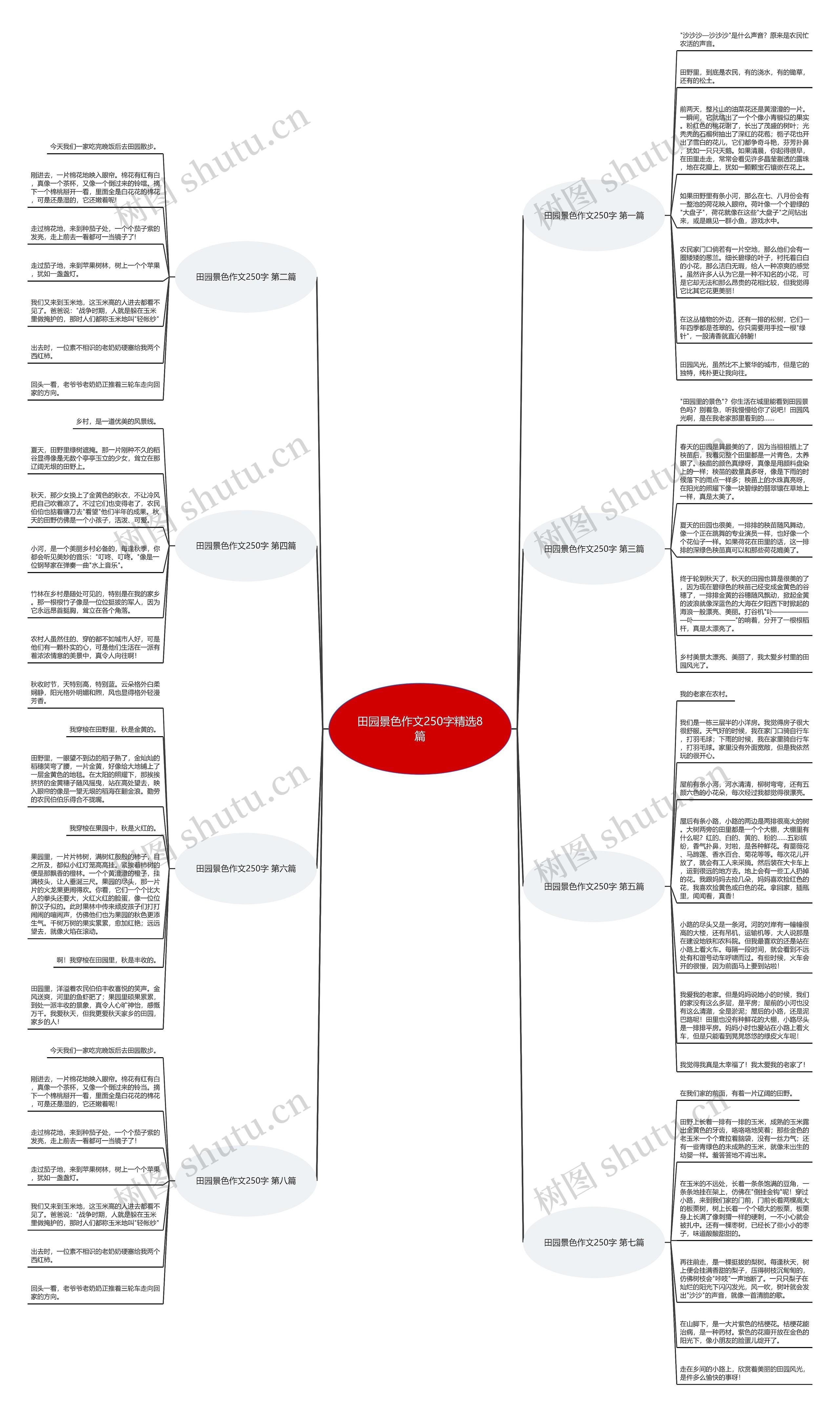 田园景色作文250字精选8篇思维导图
