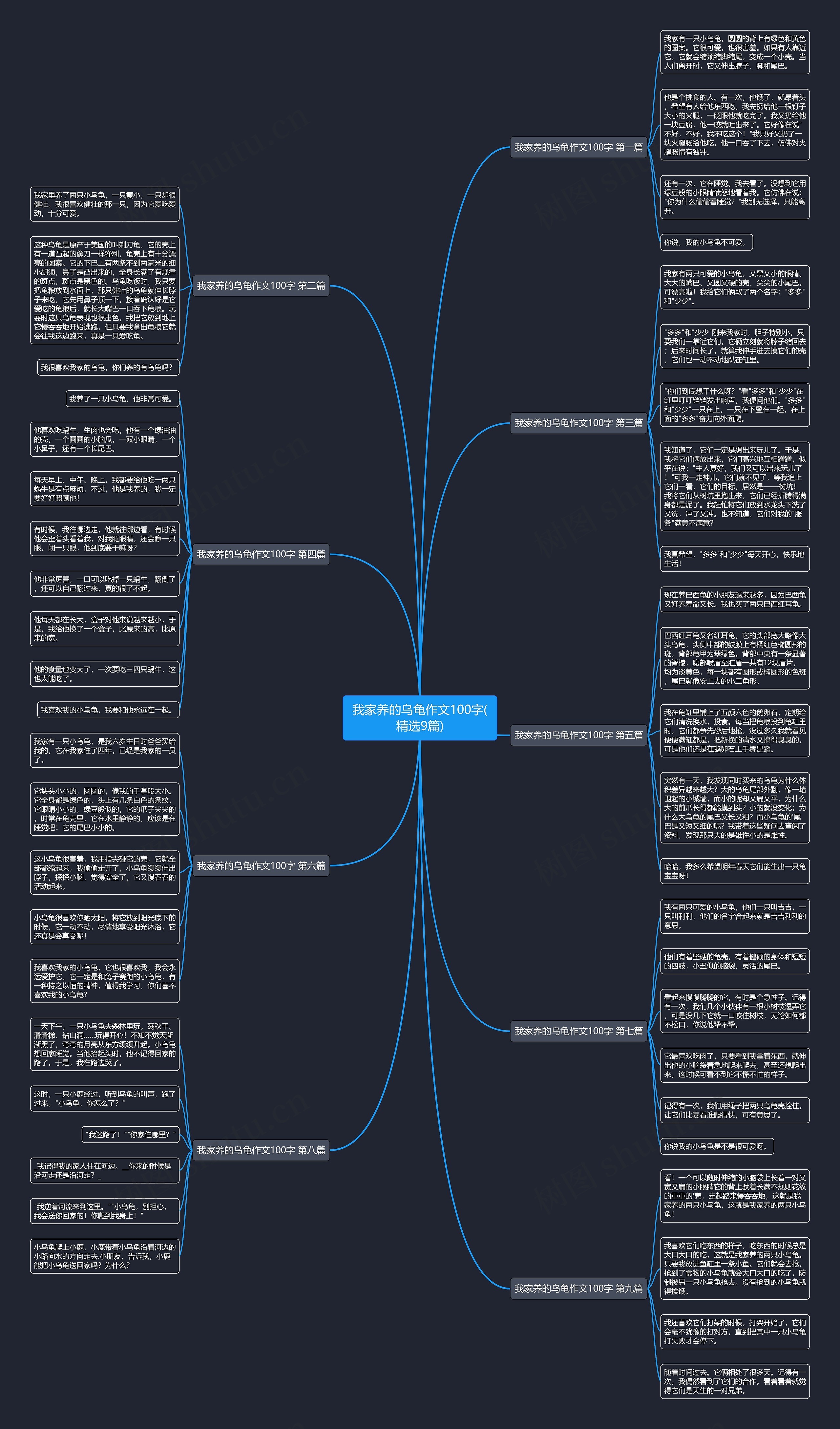 我家养的乌龟作文100字(精选9篇)思维导图