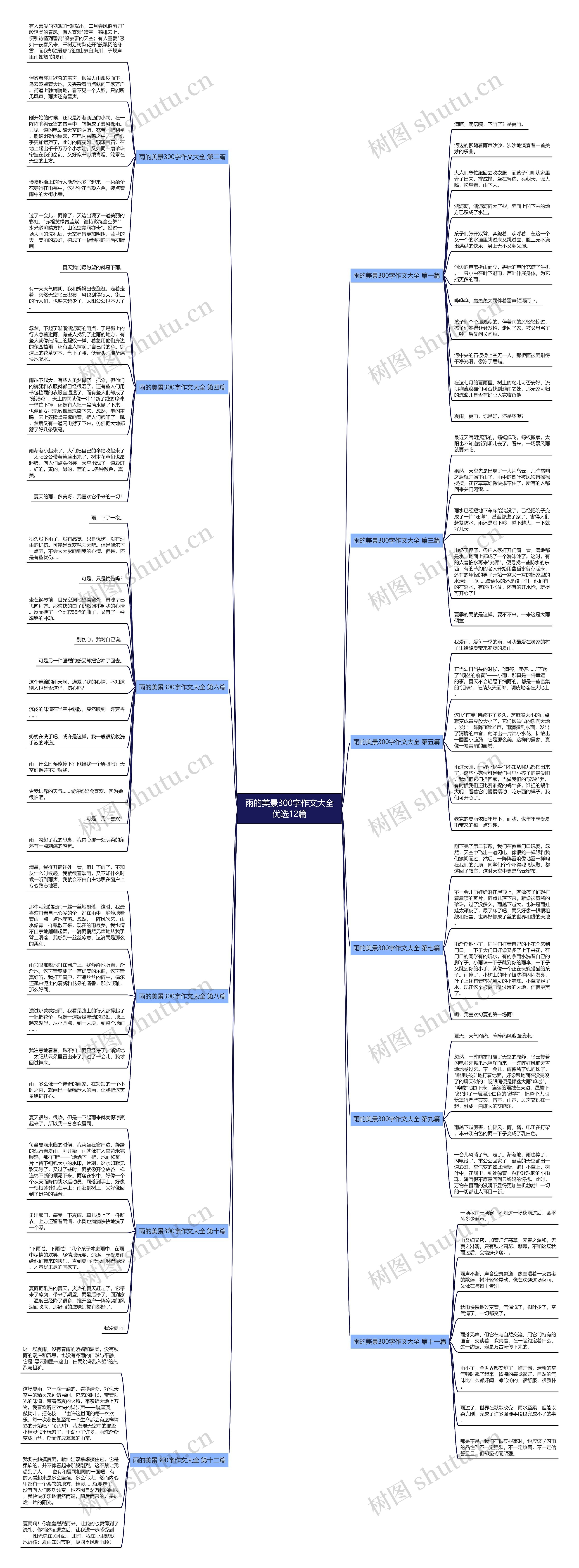 雨的美景300字作文大全优选12篇思维导图