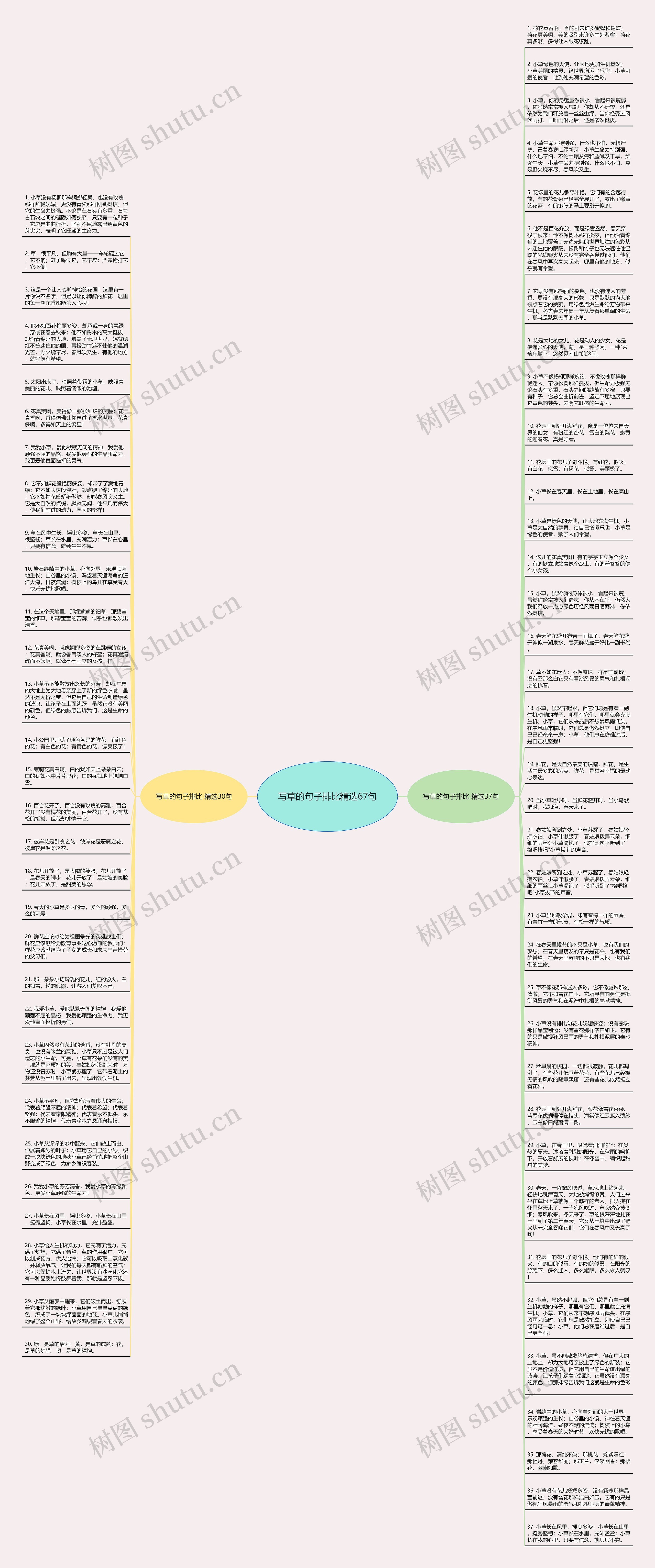 写草的句子排比精选67句思维导图