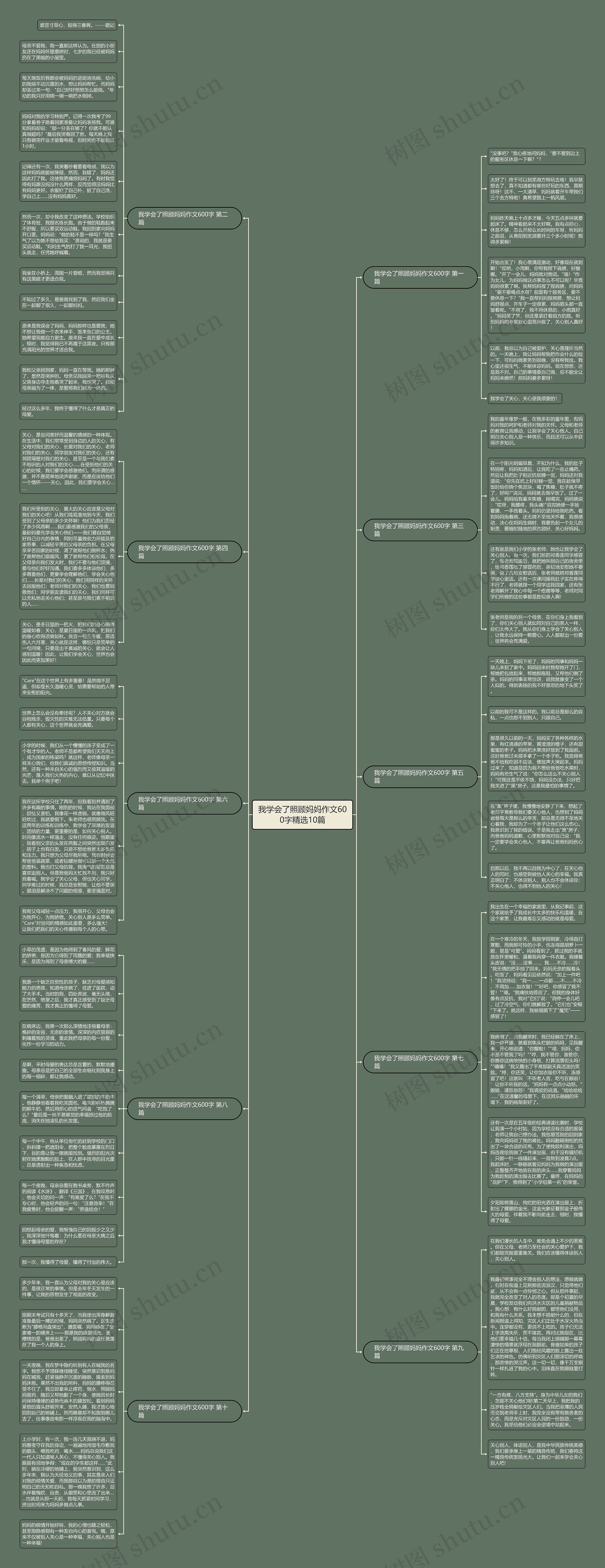 我学会了照顾妈妈作文600字精选10篇思维导图
