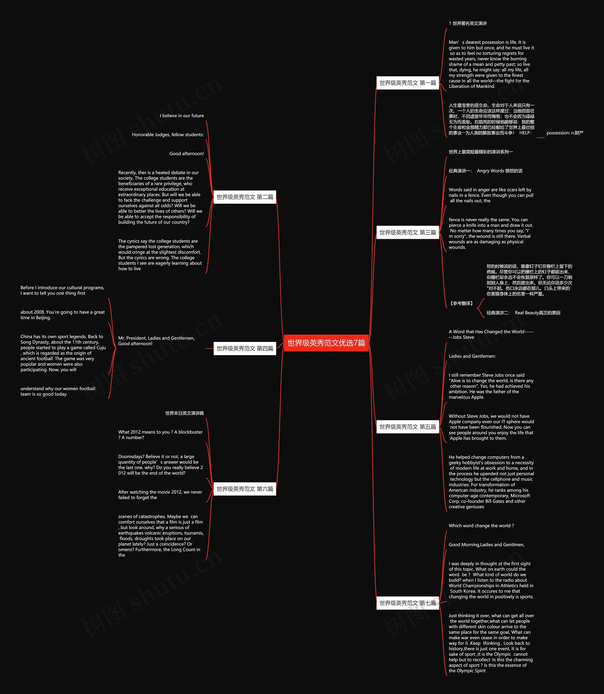 世界级英秀范文优选7篇思维导图