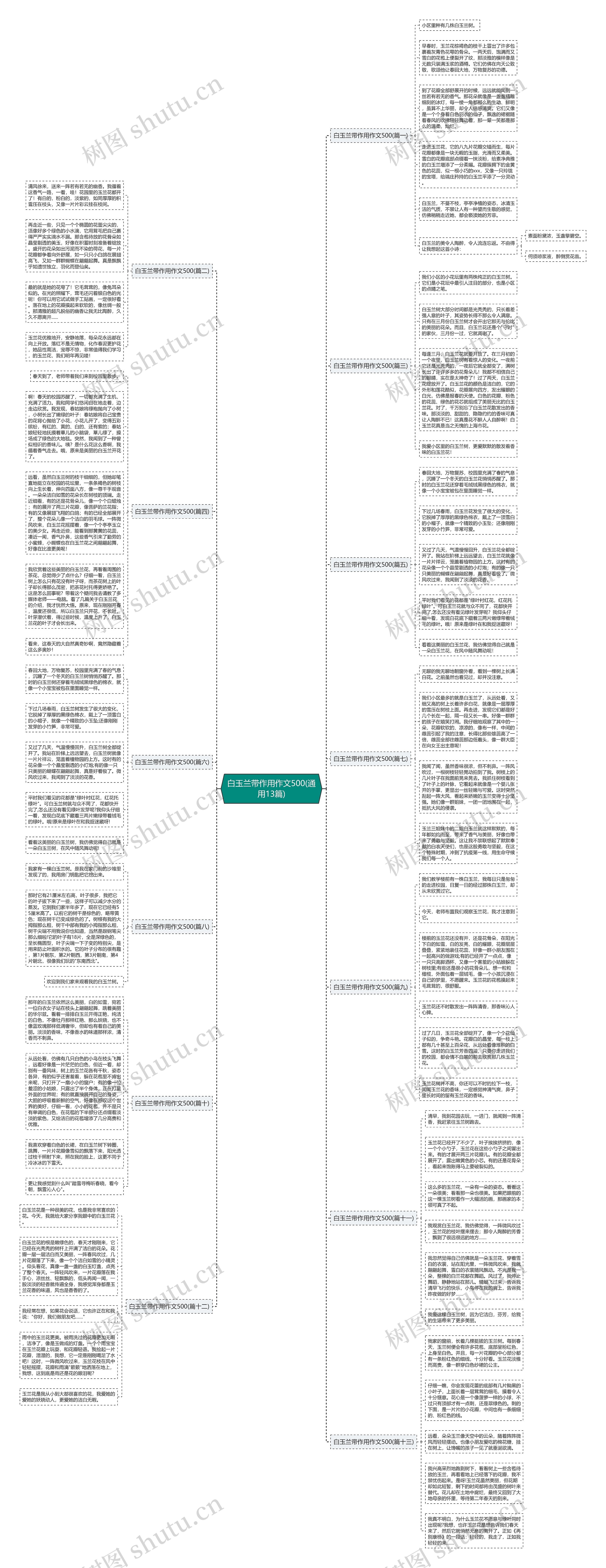 白玉兰带作用作文500(通用13篇)思维导图