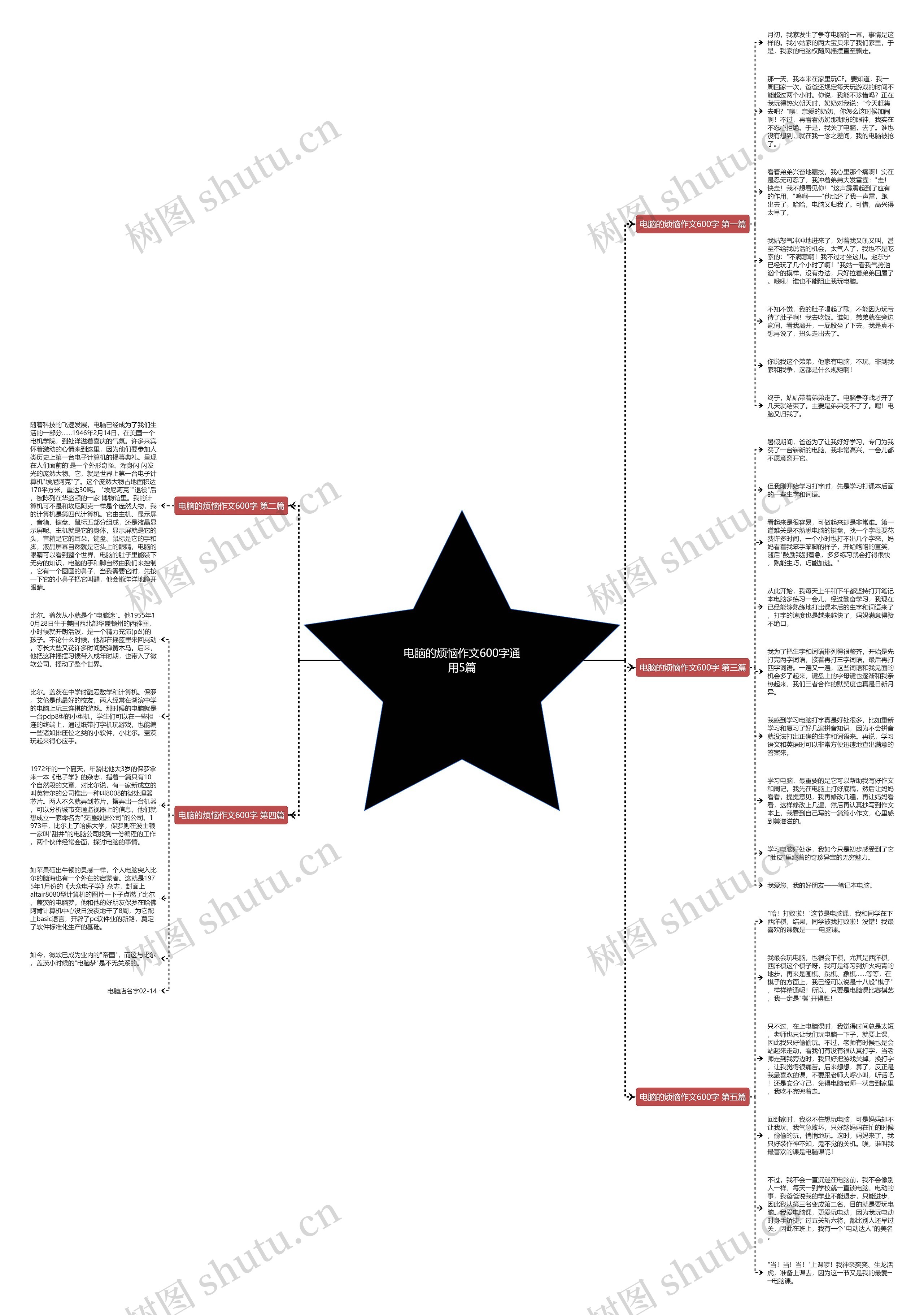 电脑的烦恼作文600字通用5篇思维导图