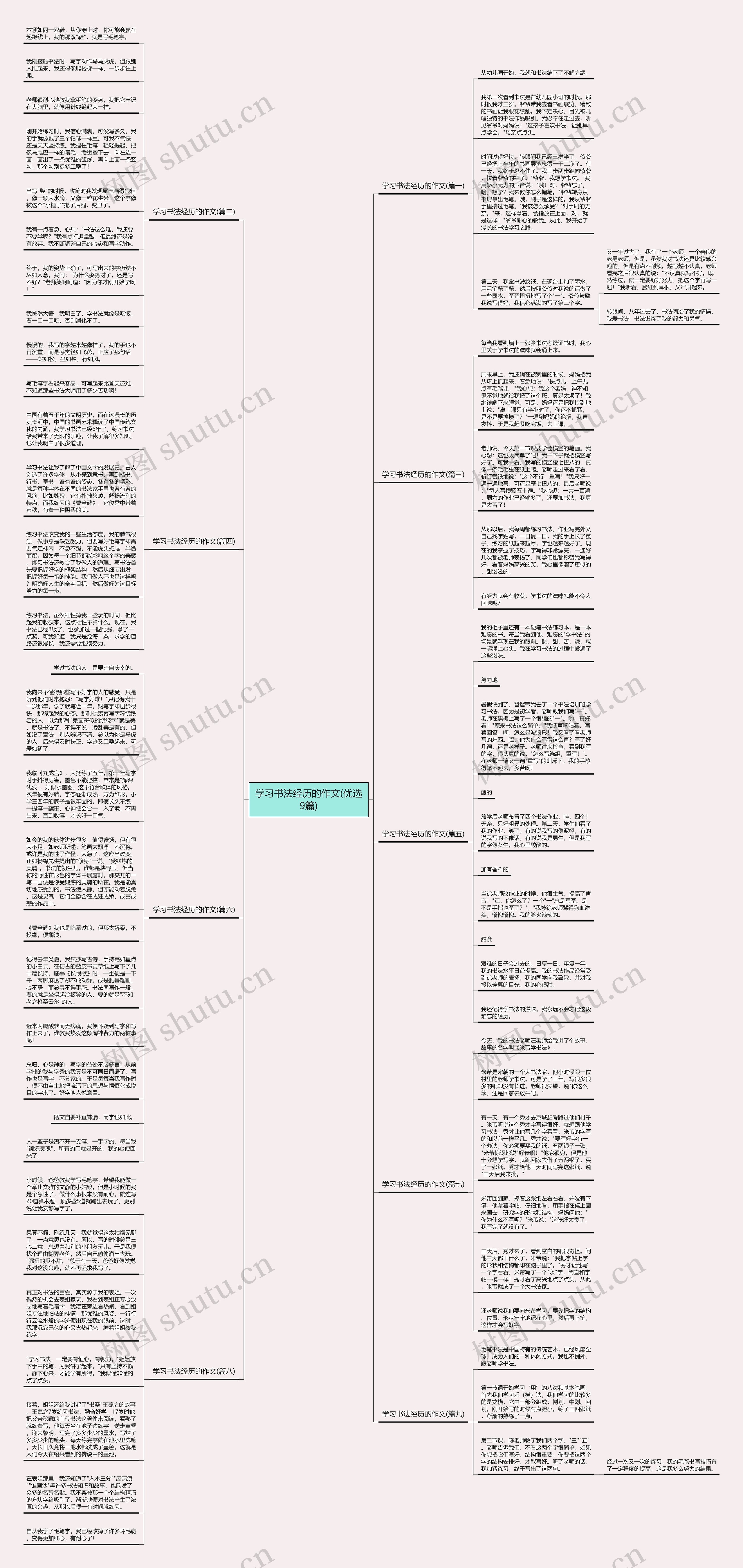 学习书法经历的作文(优选9篇)思维导图