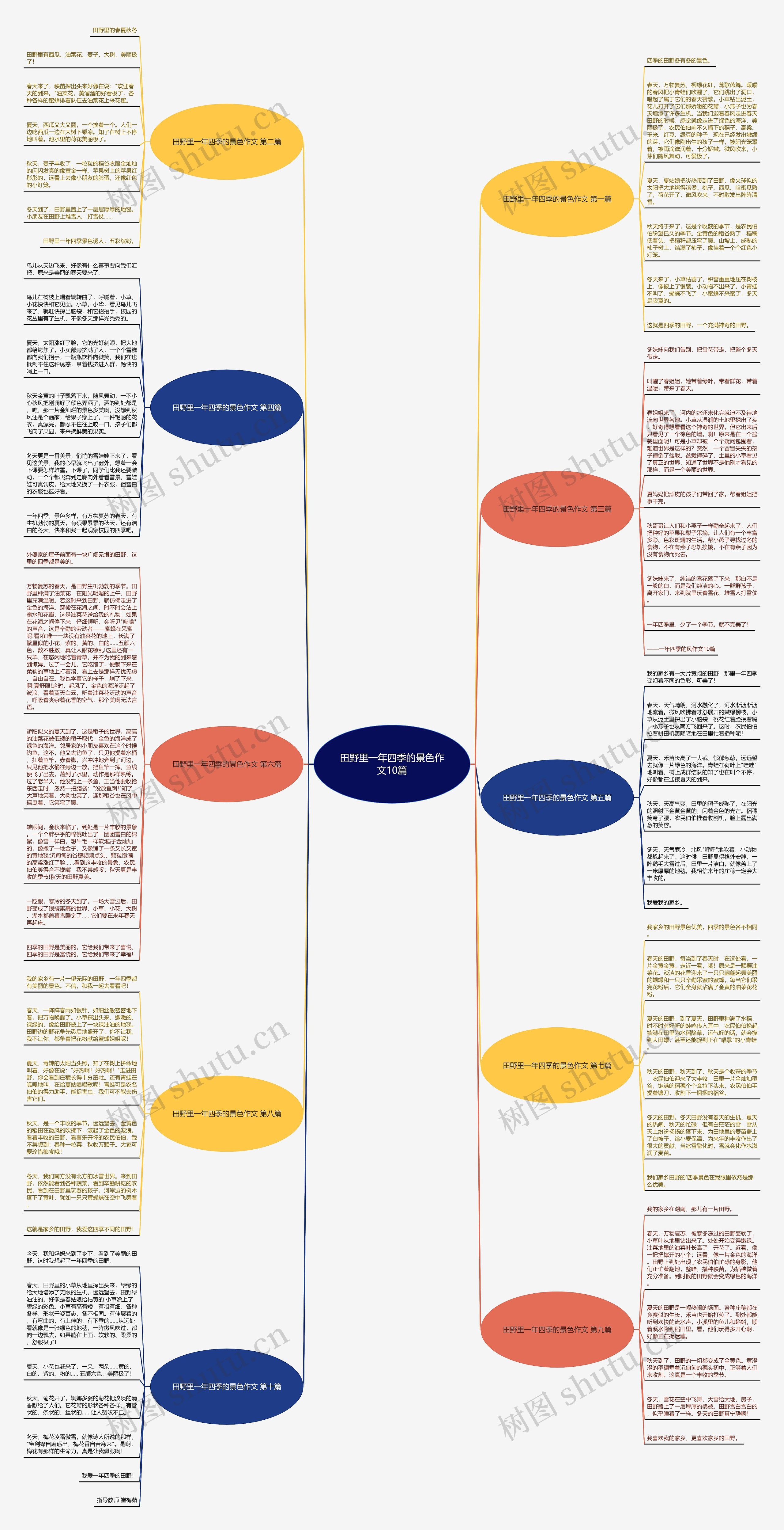 田野里一年四季的景色作文10篇思维导图
