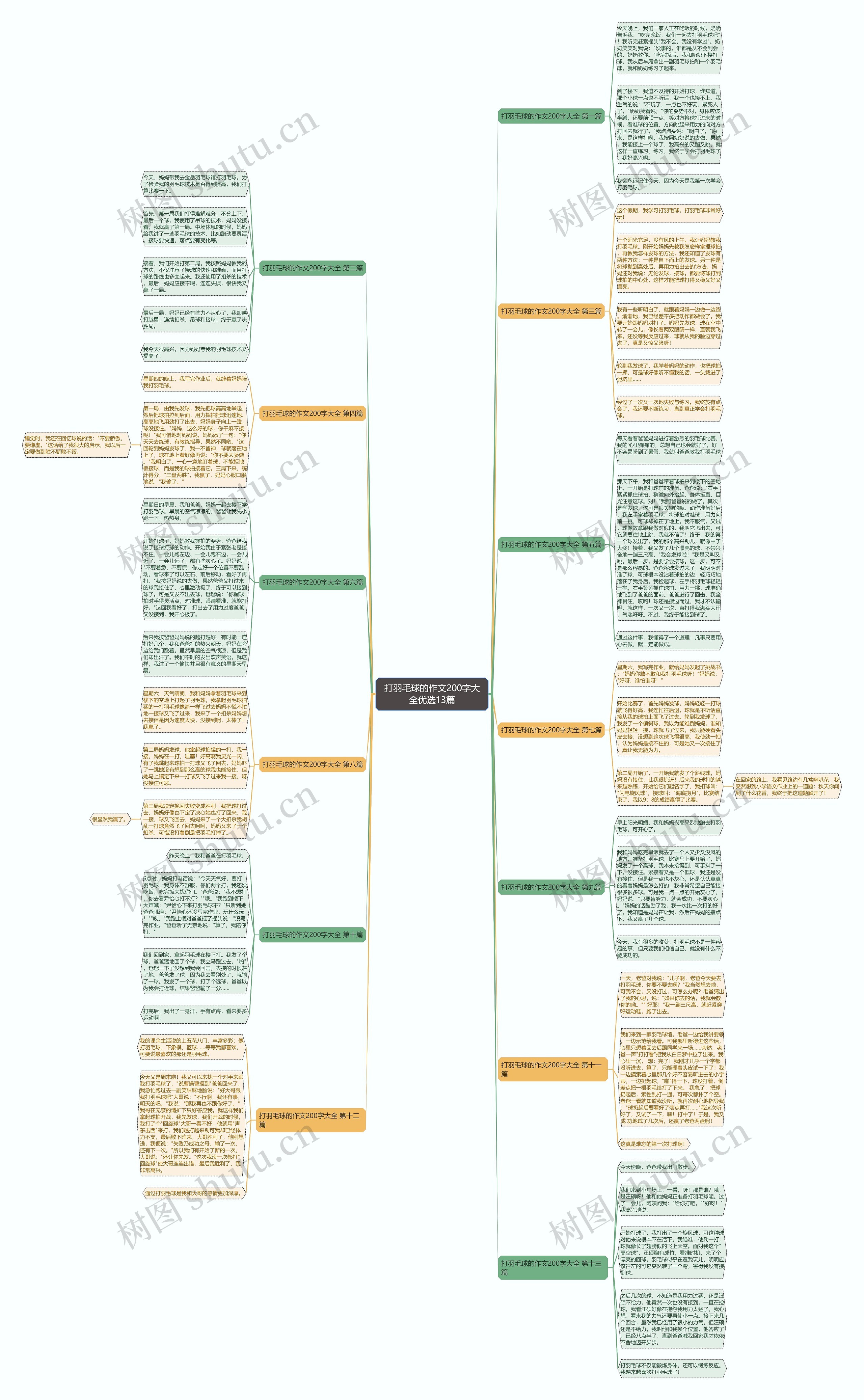 打羽毛球的作文200字大全优选13篇思维导图