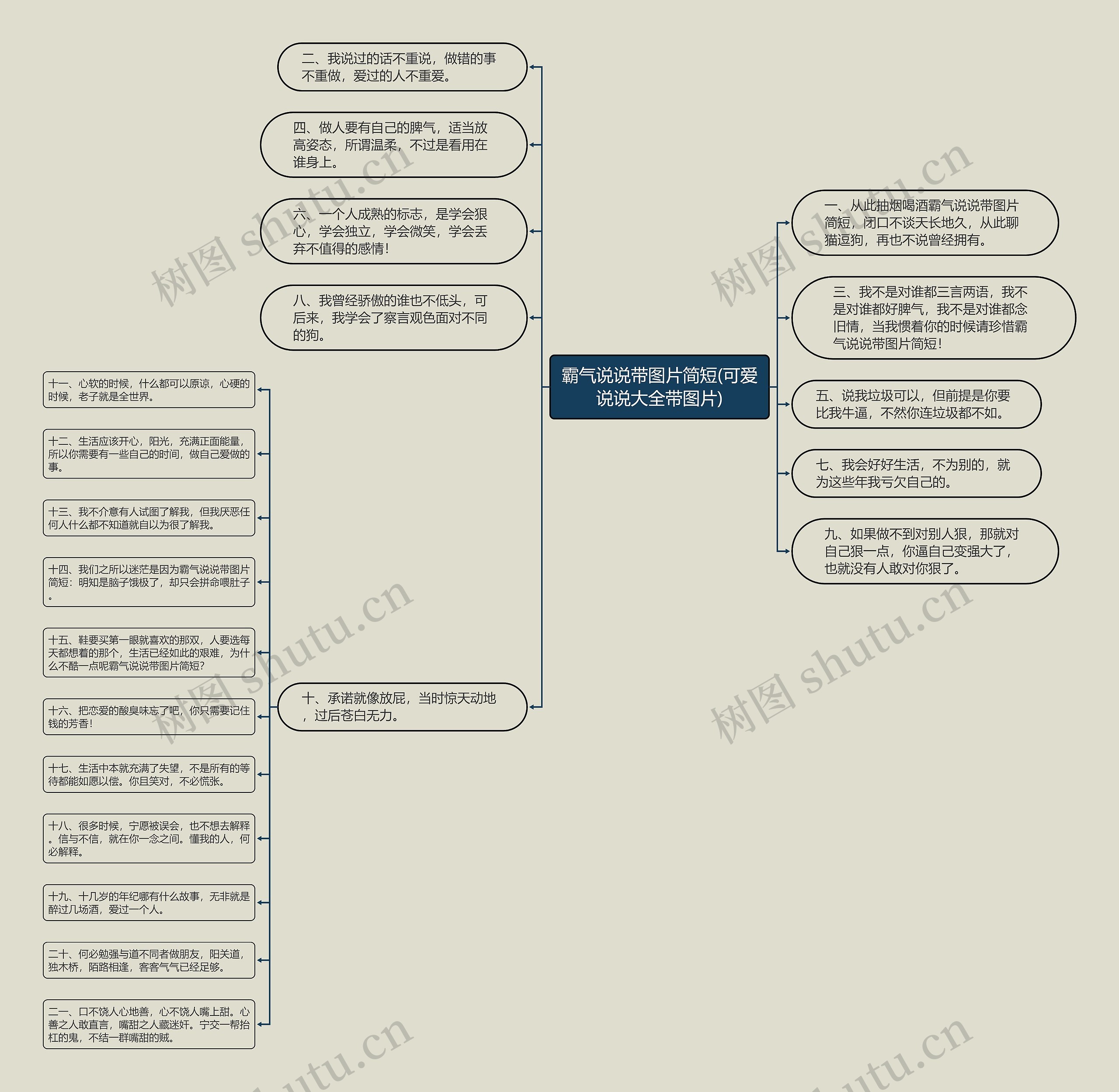 霸气说说带图片简短(可爱说说大全带图片)思维导图