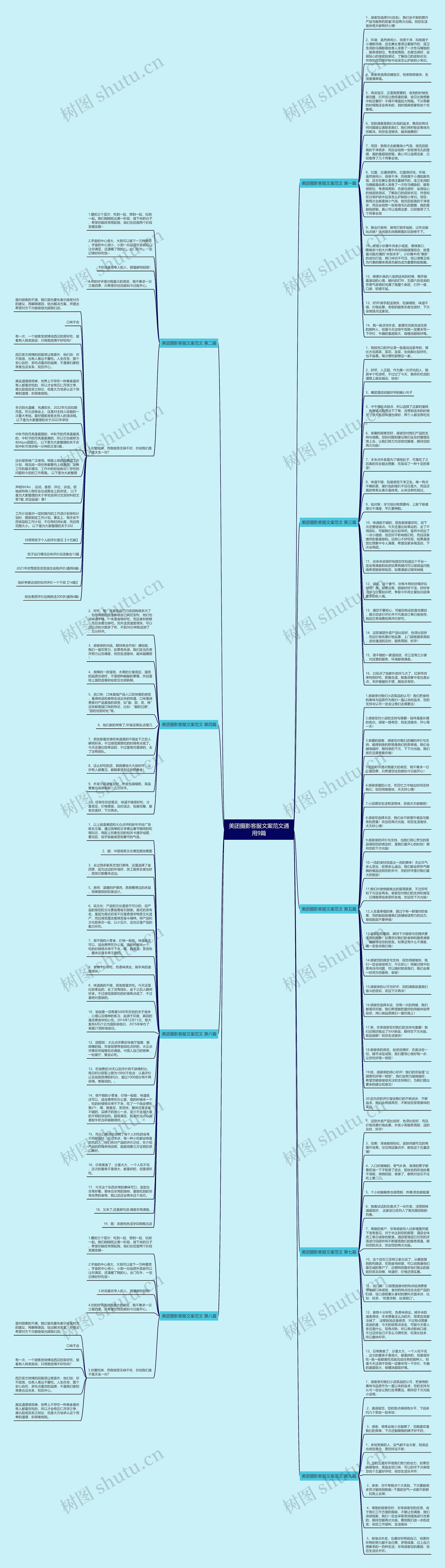 美团摄影客服文案范文通用9篇思维导图
