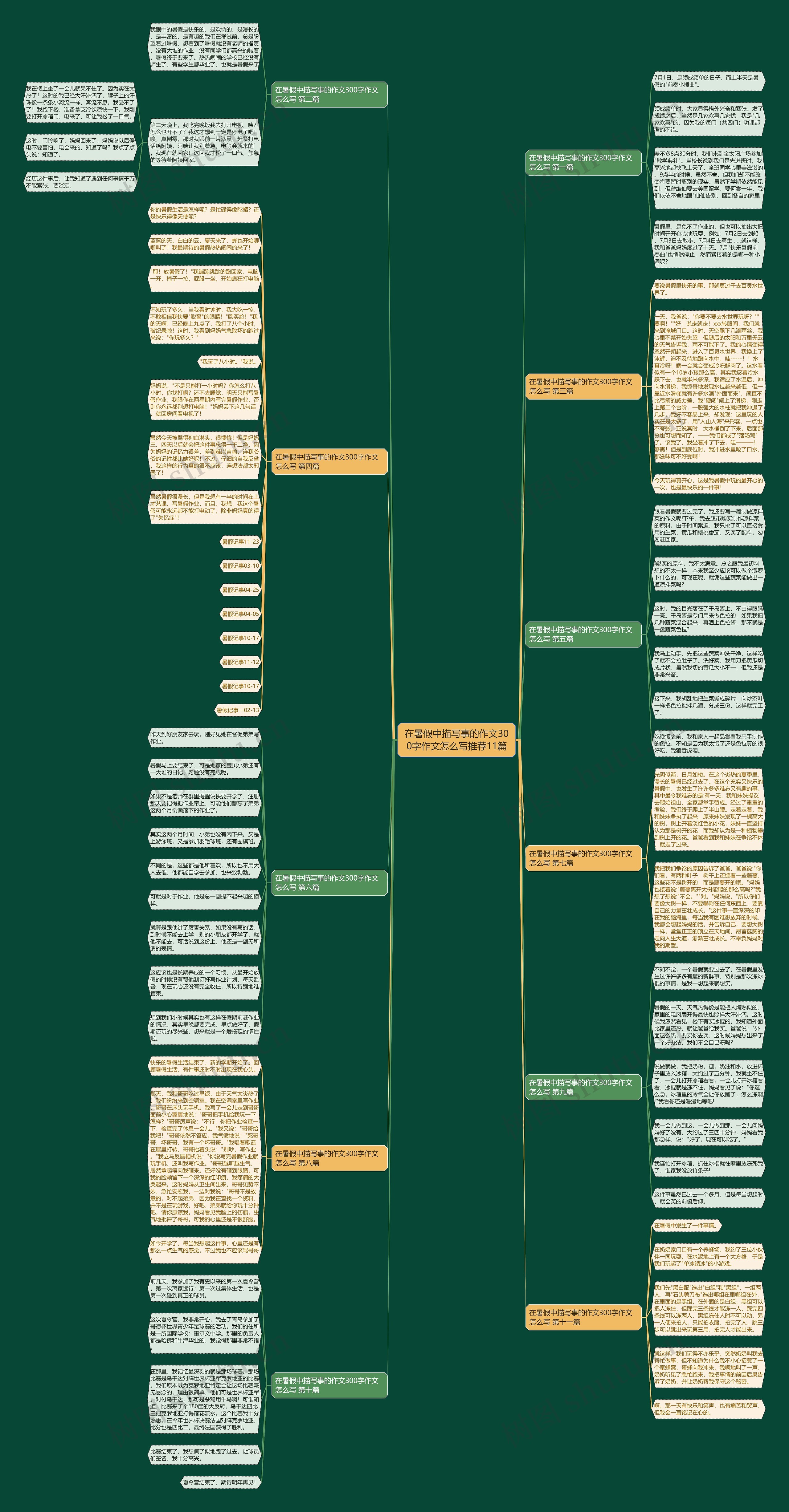 在暑假中描写事的作文300字作文怎么写推荐11篇思维导图