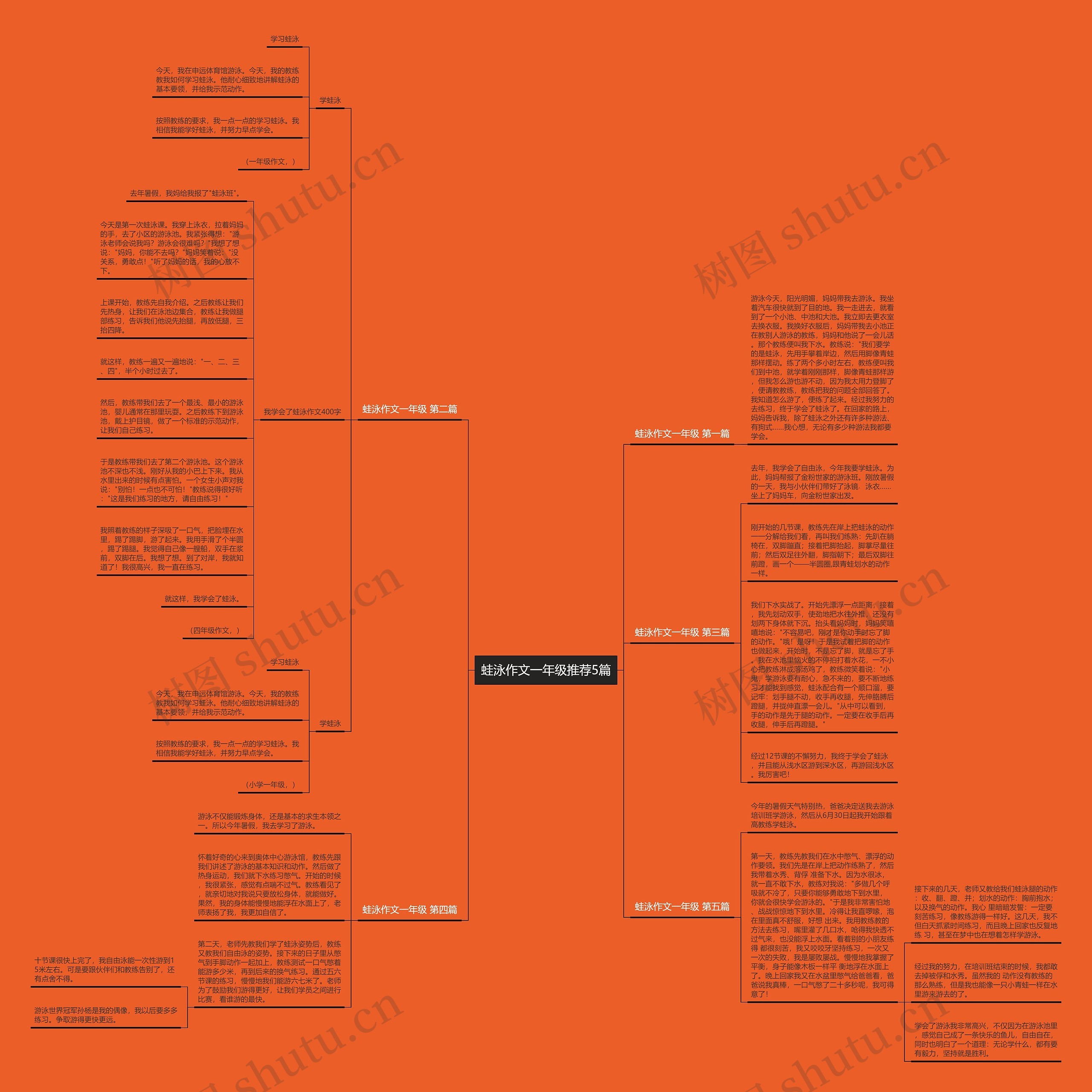 蛙泳作文一年级推荐5篇思维导图