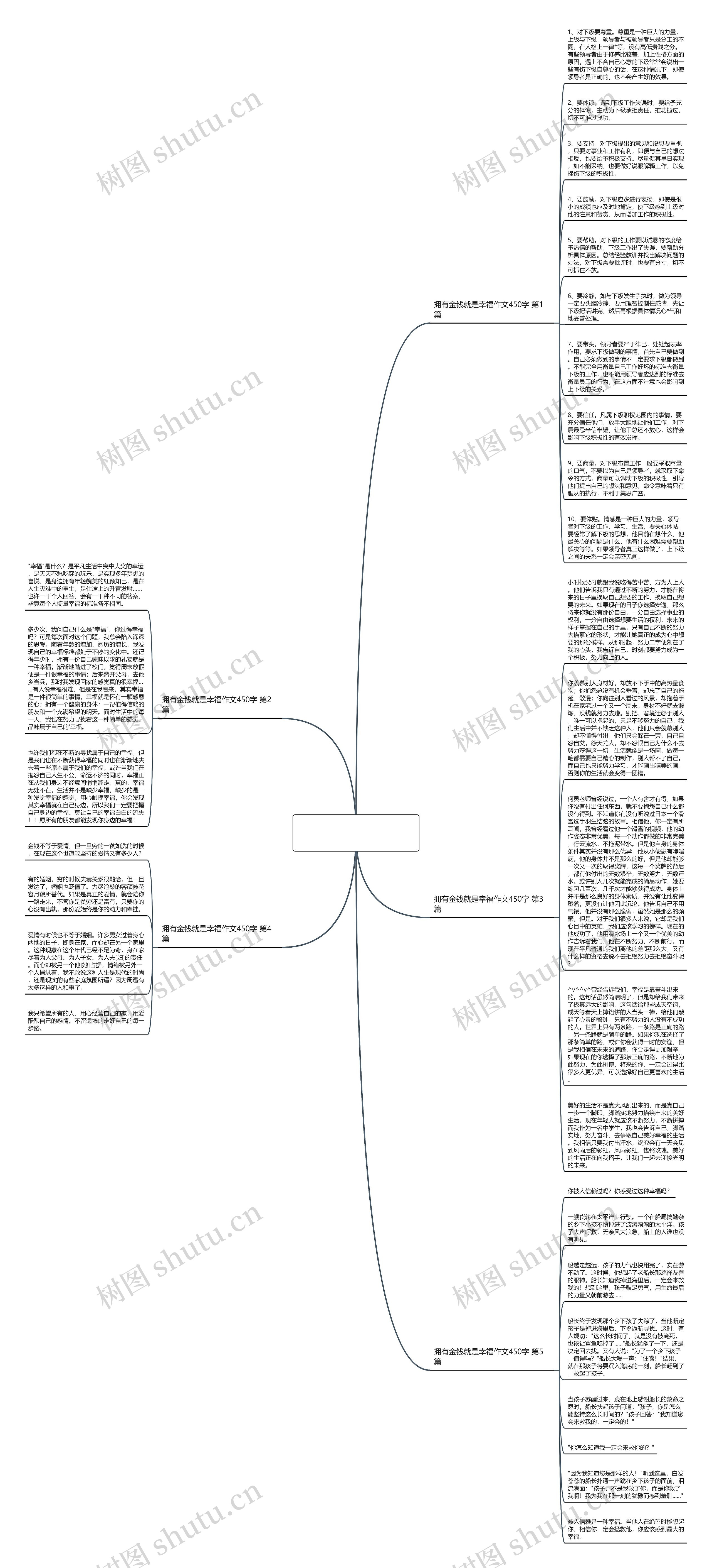 拥有金钱就是幸福作文450字(5篇)思维导图