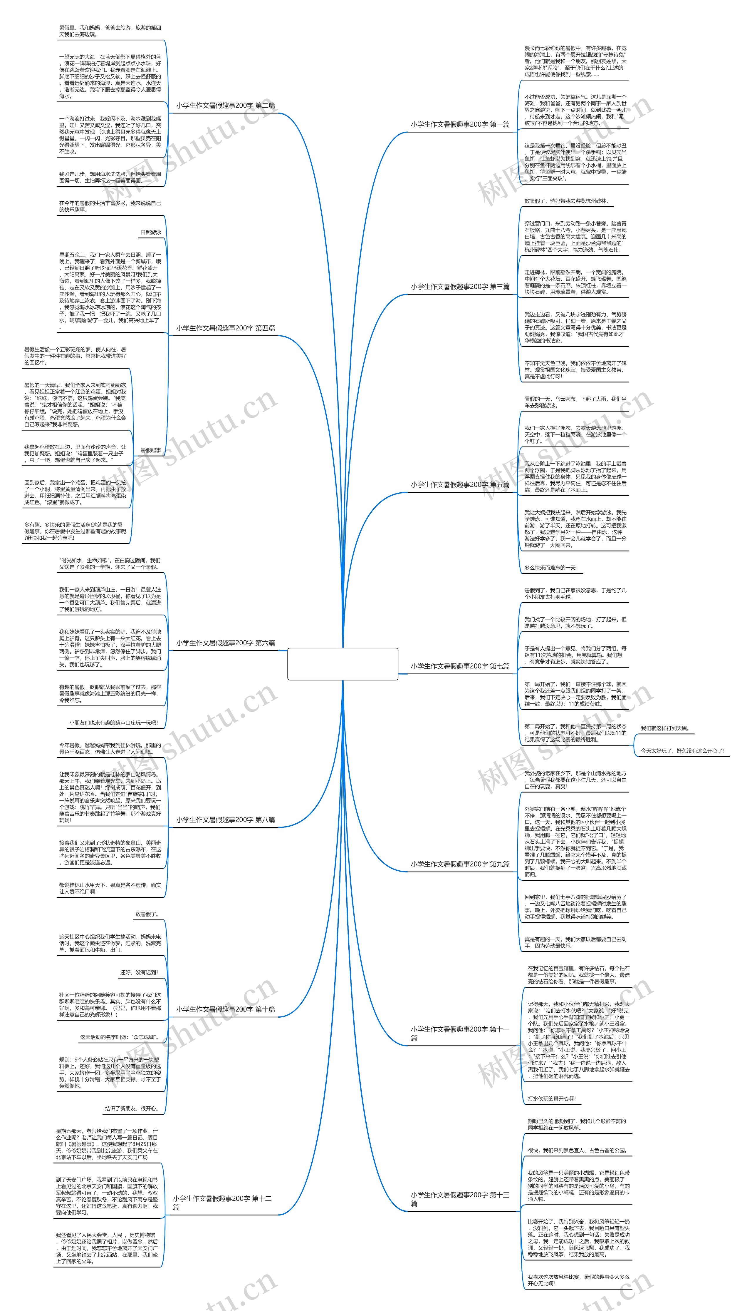 小学生作文暑假趣事200字共13篇思维导图