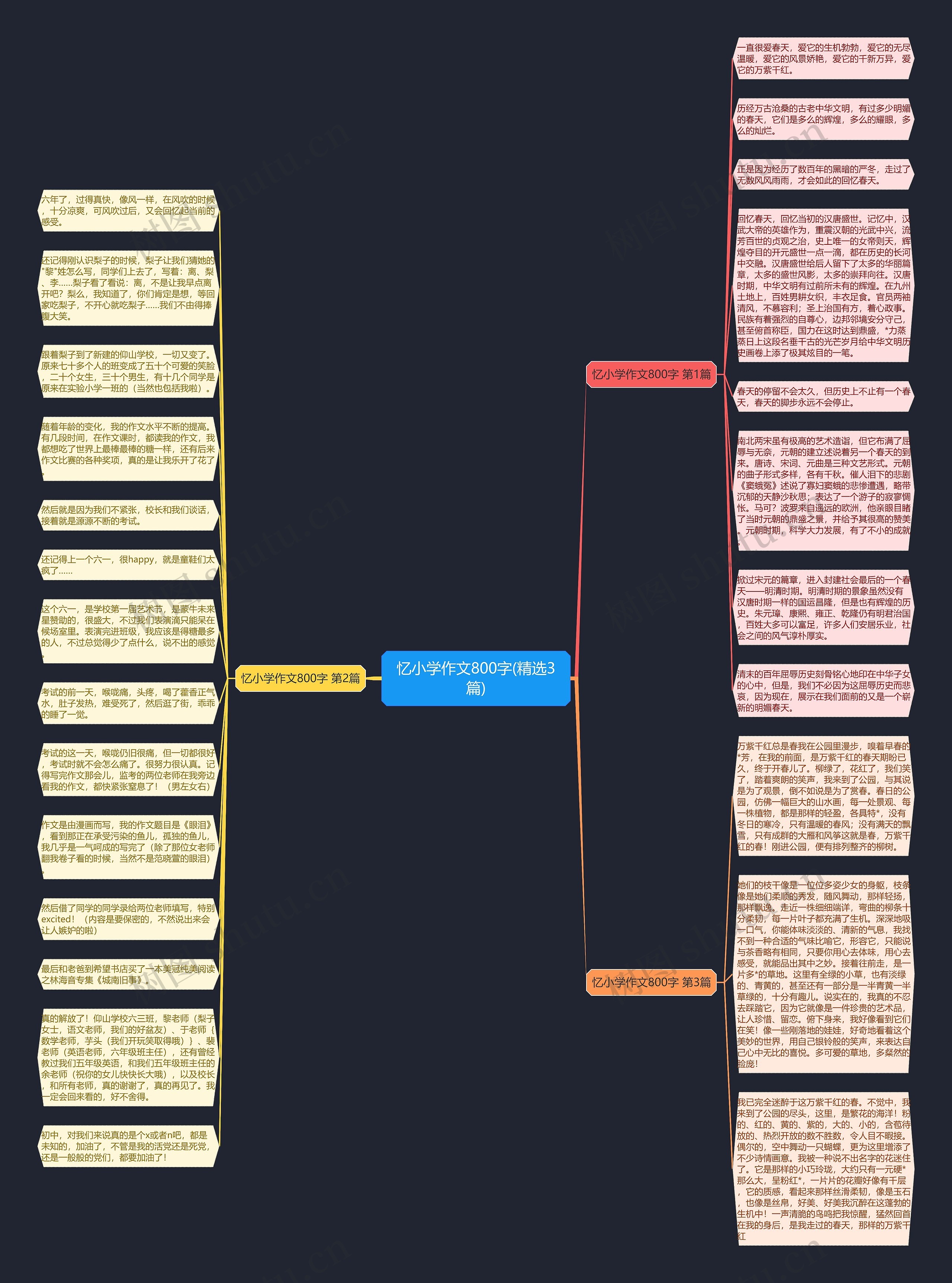 忆小学作文800字(精选3篇)思维导图