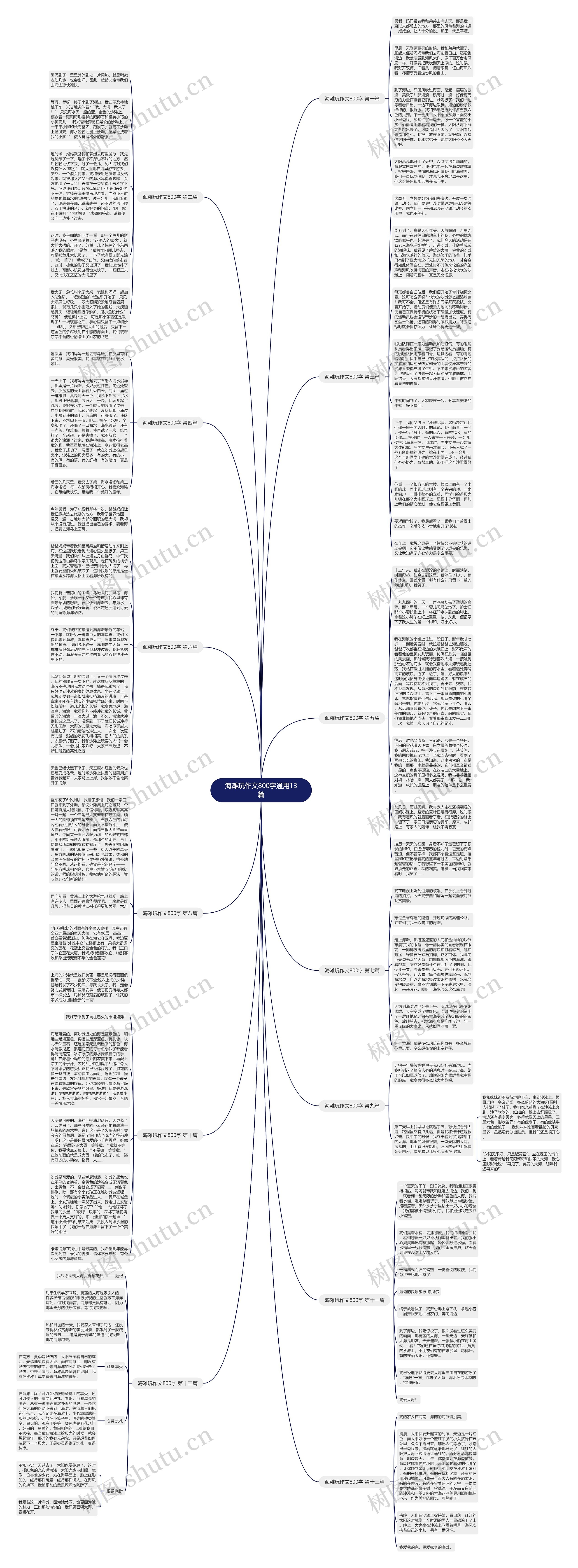 海滩玩作文800字通用13篇思维导图