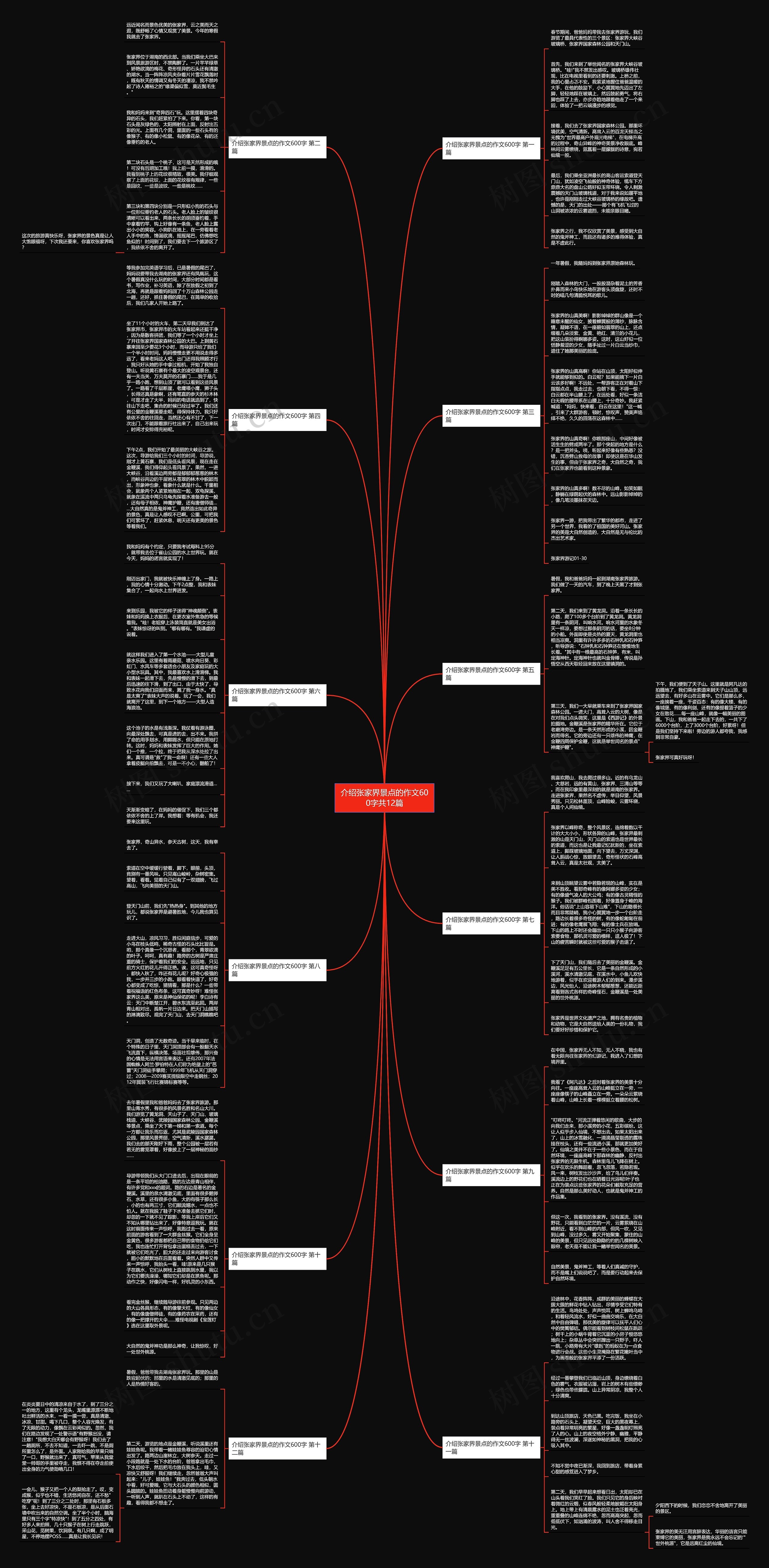 介绍张家界景点的作文600字共12篇思维导图