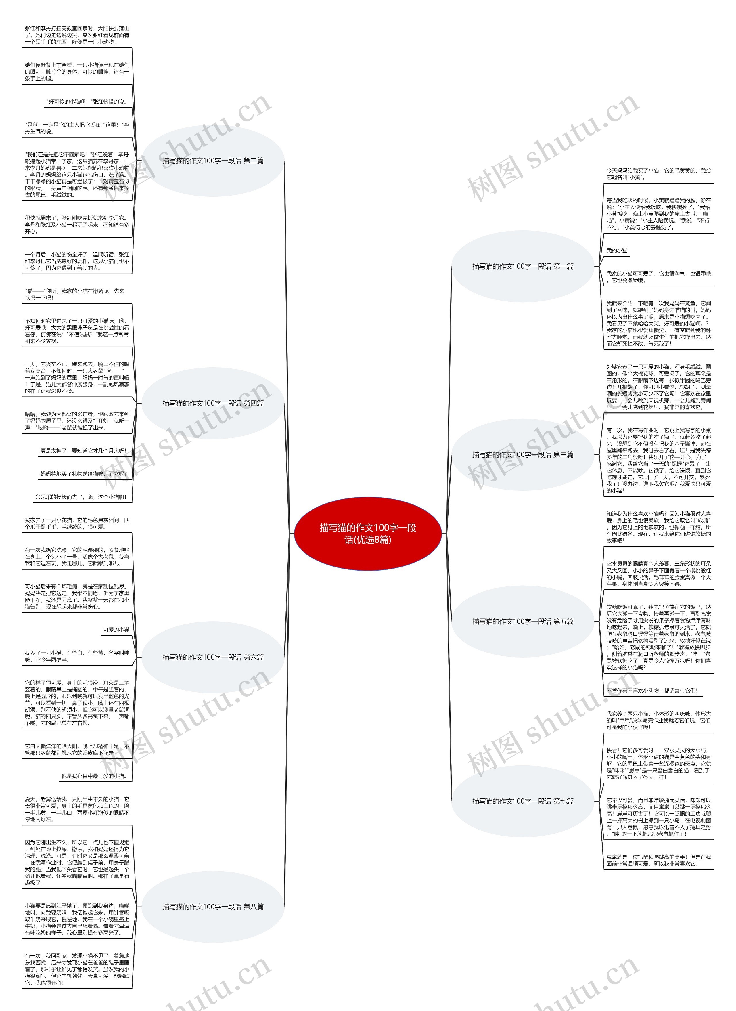 描写猫的作文100字一段话(优选8篇)思维导图