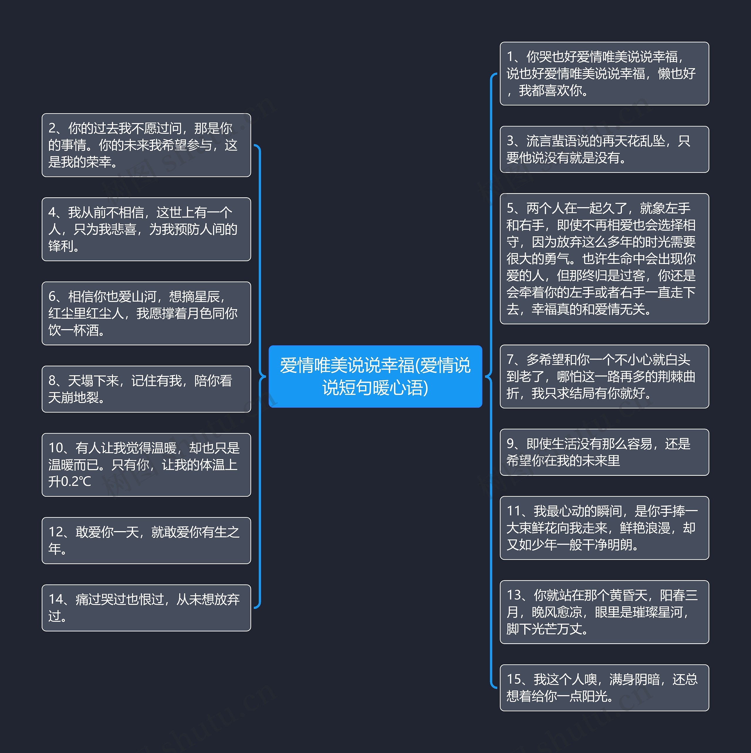 爱情唯美说说幸福(爱情说说短句暖心语)思维导图