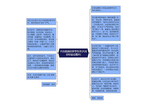 六月收获的季节句子(六月你好励志图片)