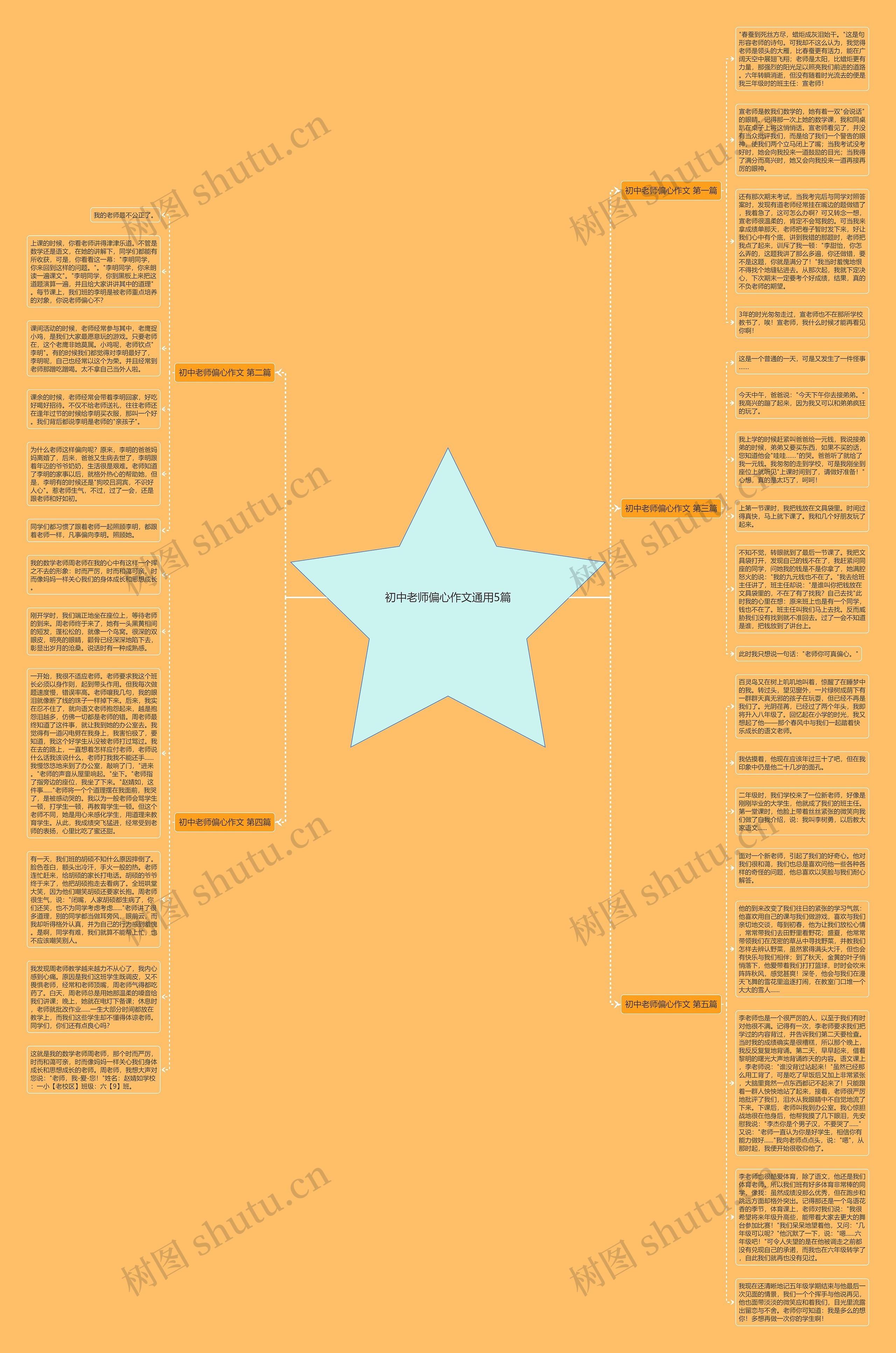 初中老师偏心作文通用5篇思维导图