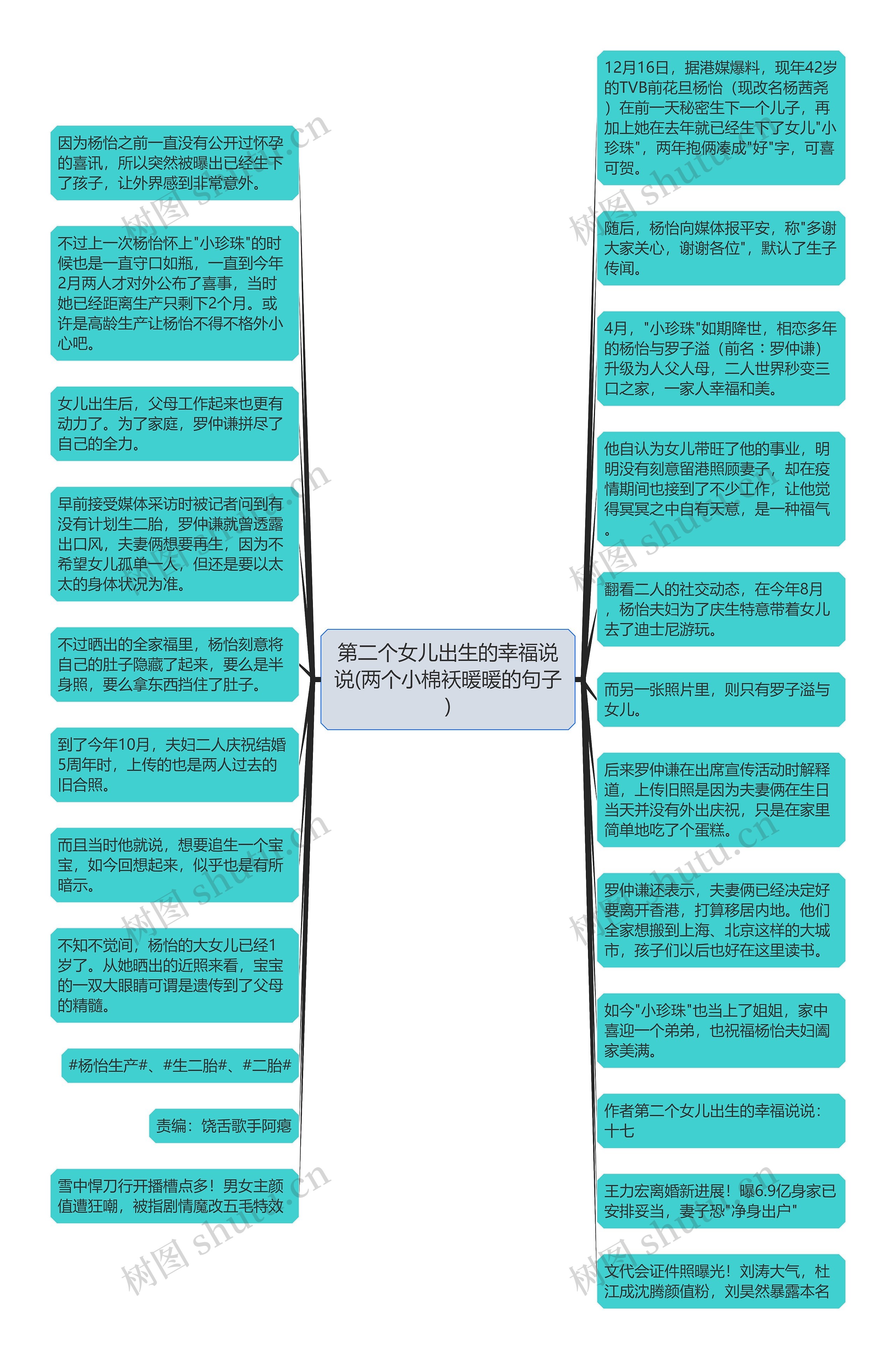 第二个女儿出生的幸福说说(两个小棉袄暖暖的句子)思维导图