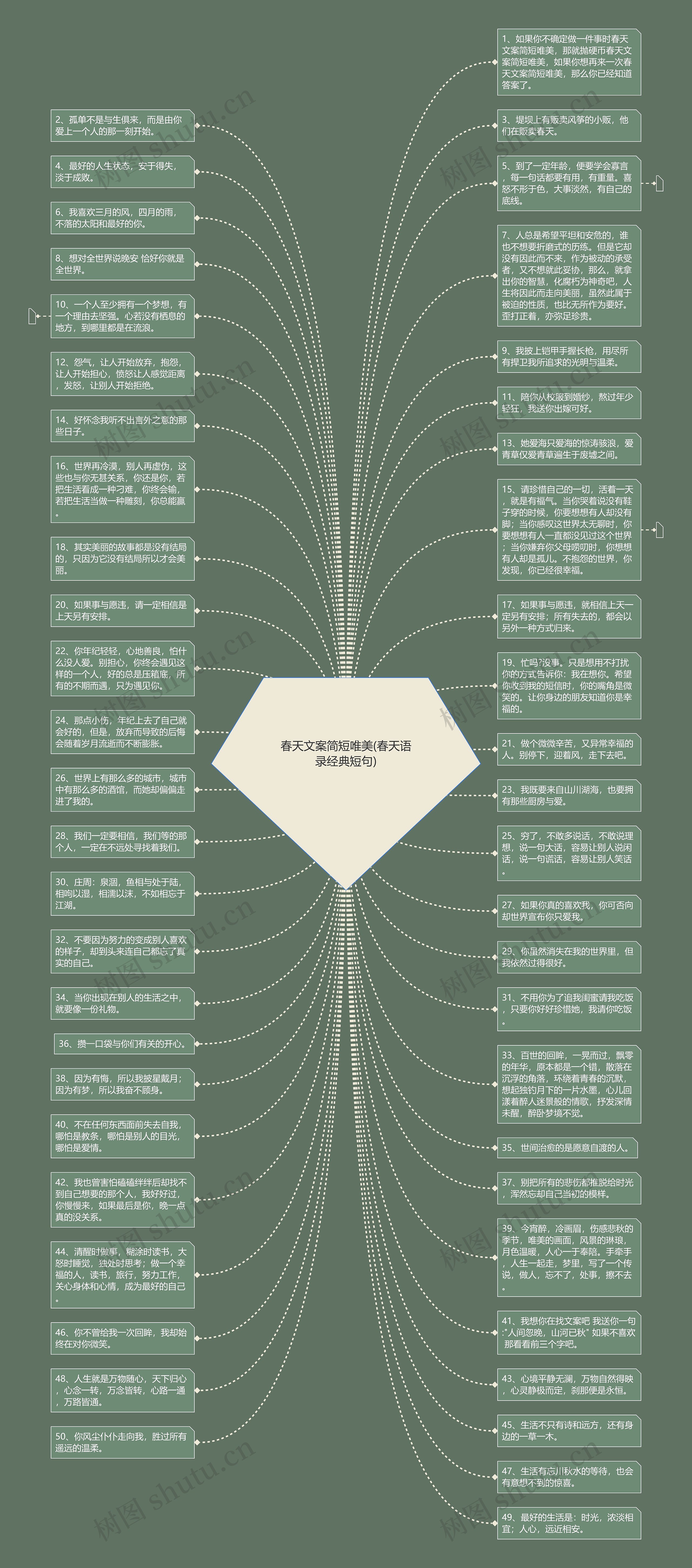 春天文案简短唯美(春天语录经典短句)思维导图