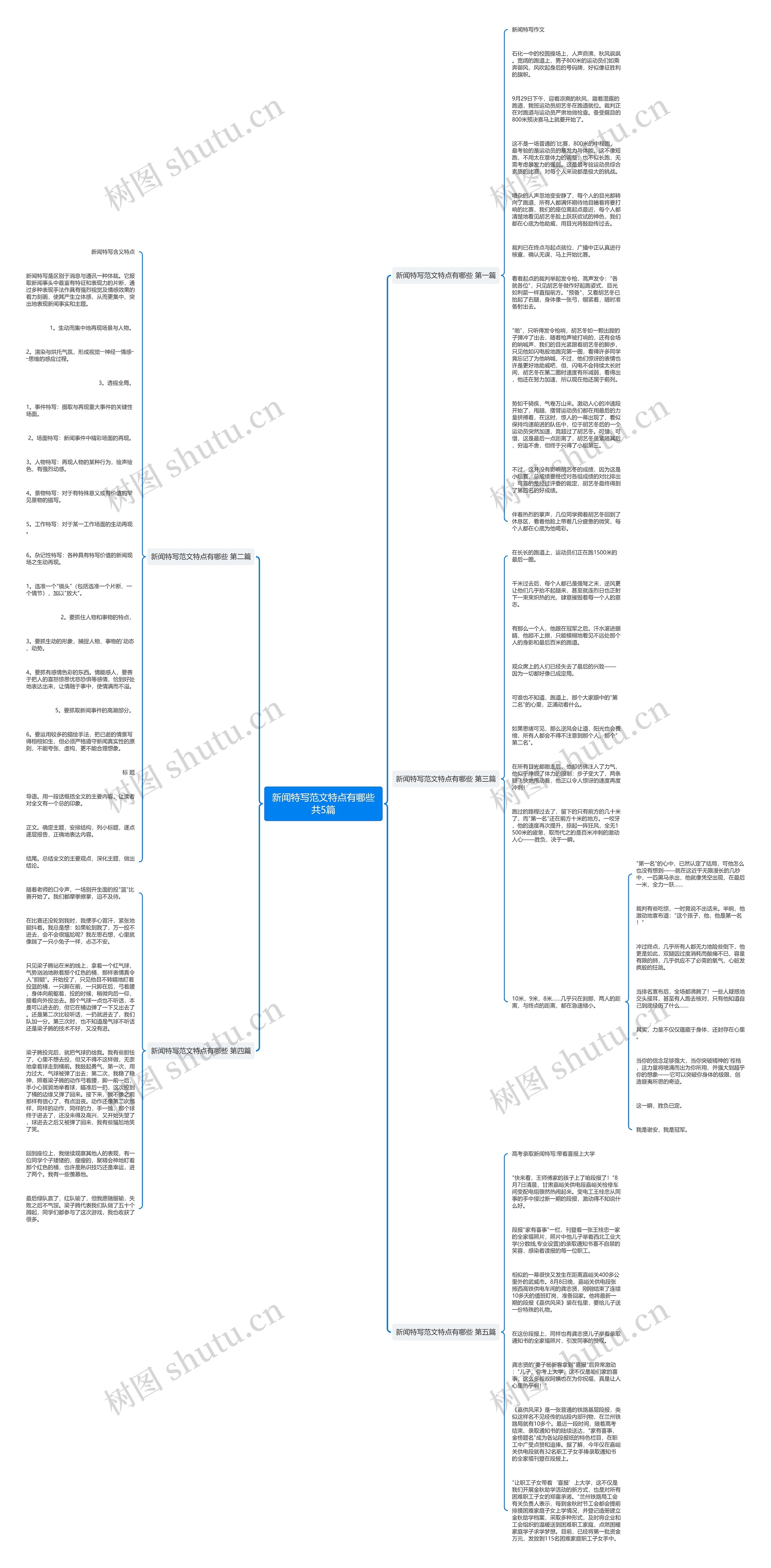 新闻特写范文特点有哪些共5篇思维导图