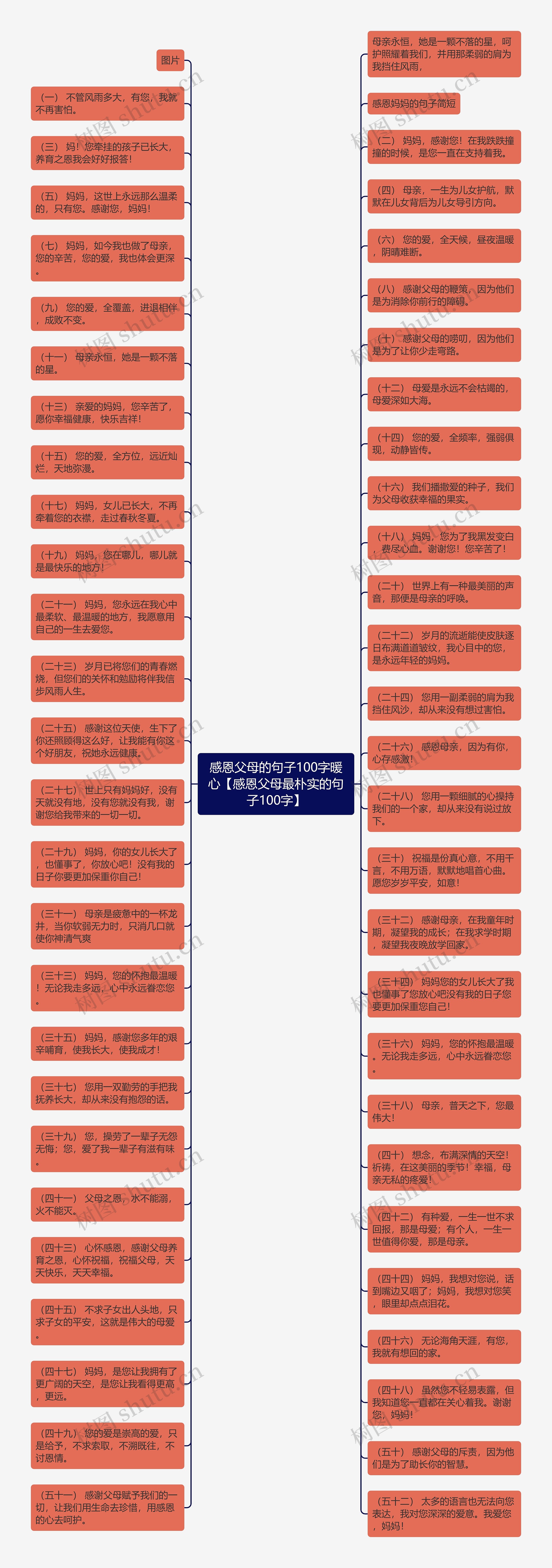 感恩父母的句子100字暖心【感恩父母最朴实的句子100字】思维导图
